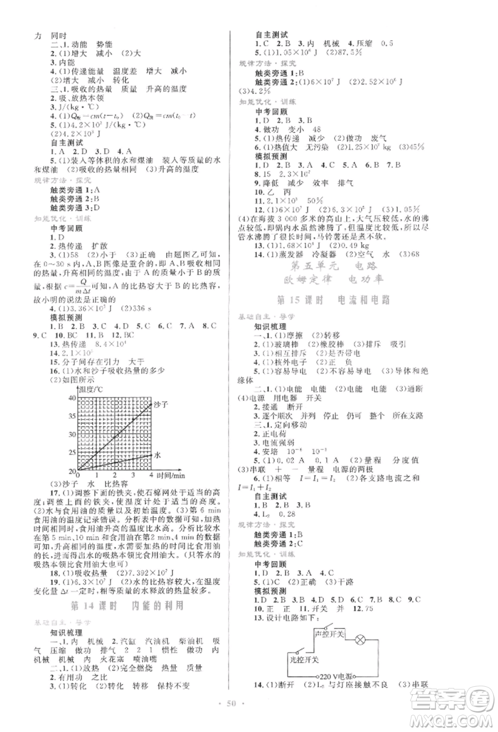 人民教育出版社2022初中總復(fù)習(xí)優(yōu)化設(shè)計(jì)九年級(jí)物理人教版參考答案