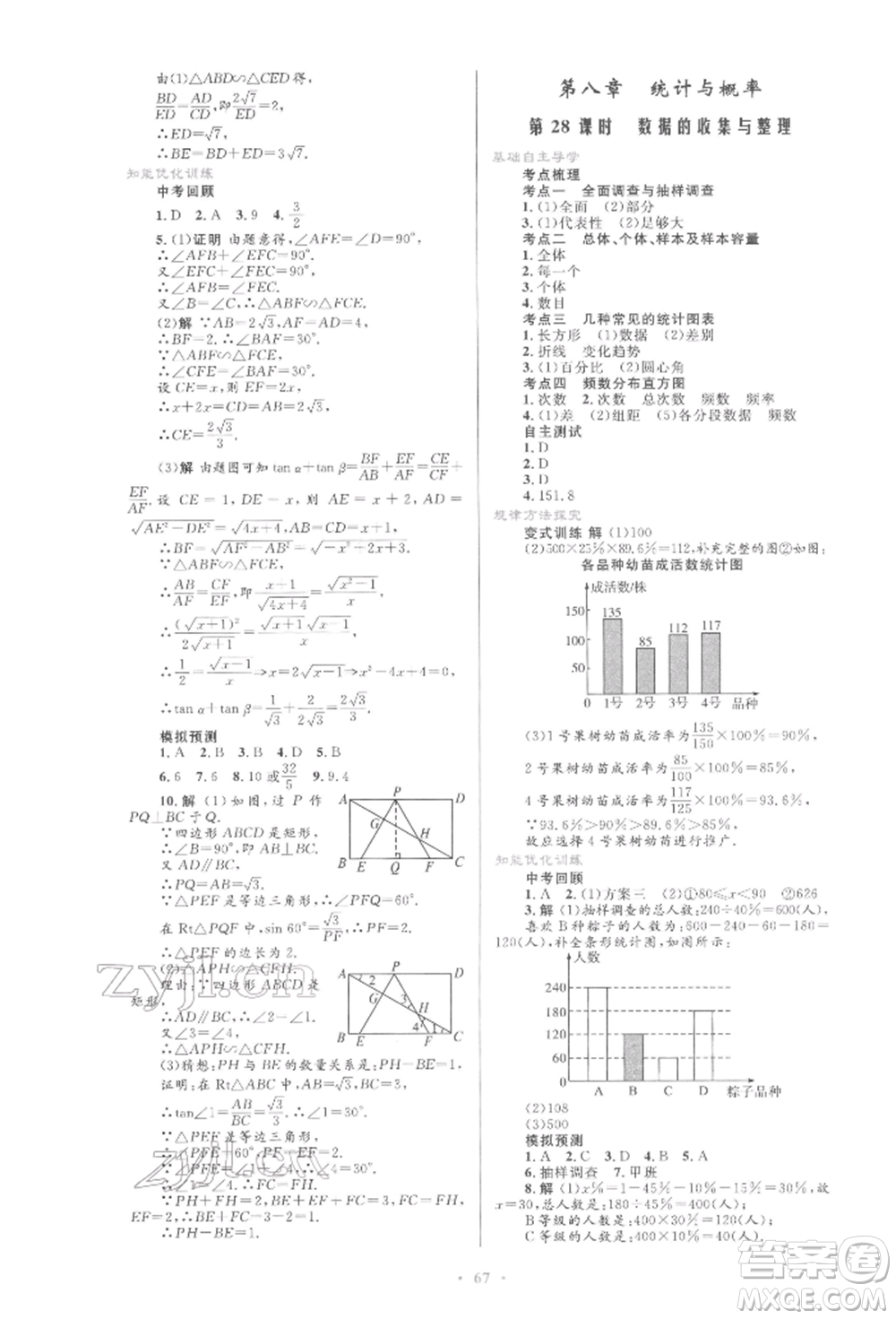 人民教育出版社2022初中總復(fù)習(xí)優(yōu)化設(shè)計(jì)九年級數(shù)學(xué)人教版參考答案