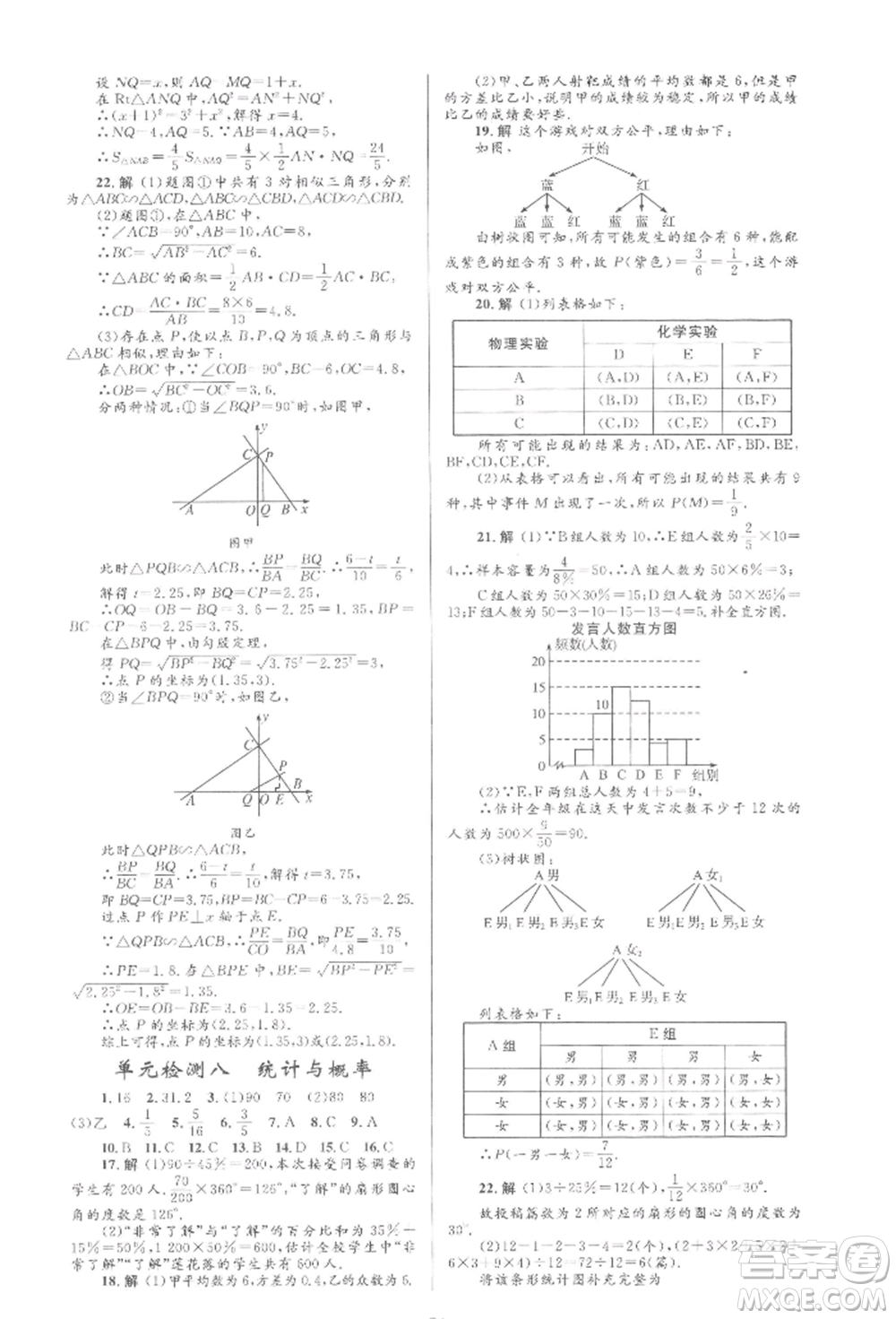 人民教育出版社2022初中總復(fù)習(xí)優(yōu)化設(shè)計(jì)九年級數(shù)學(xué)人教版參考答案