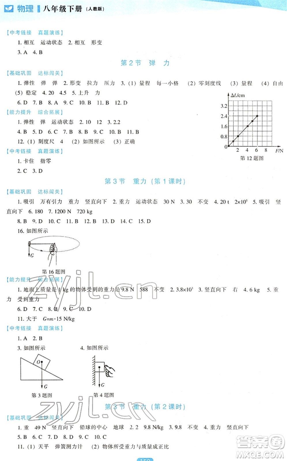 遼海出版社2022新課程物理能力培養(yǎng)八年級下冊人教版答案