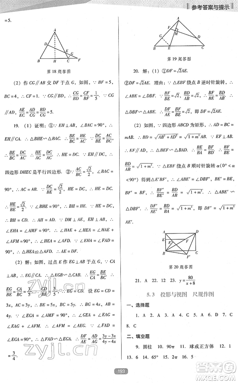 遼海出版社2022新課程數(shù)學(xué)能力培養(yǎng)九年級(jí)下冊(cè)人教版D版大連專用答案