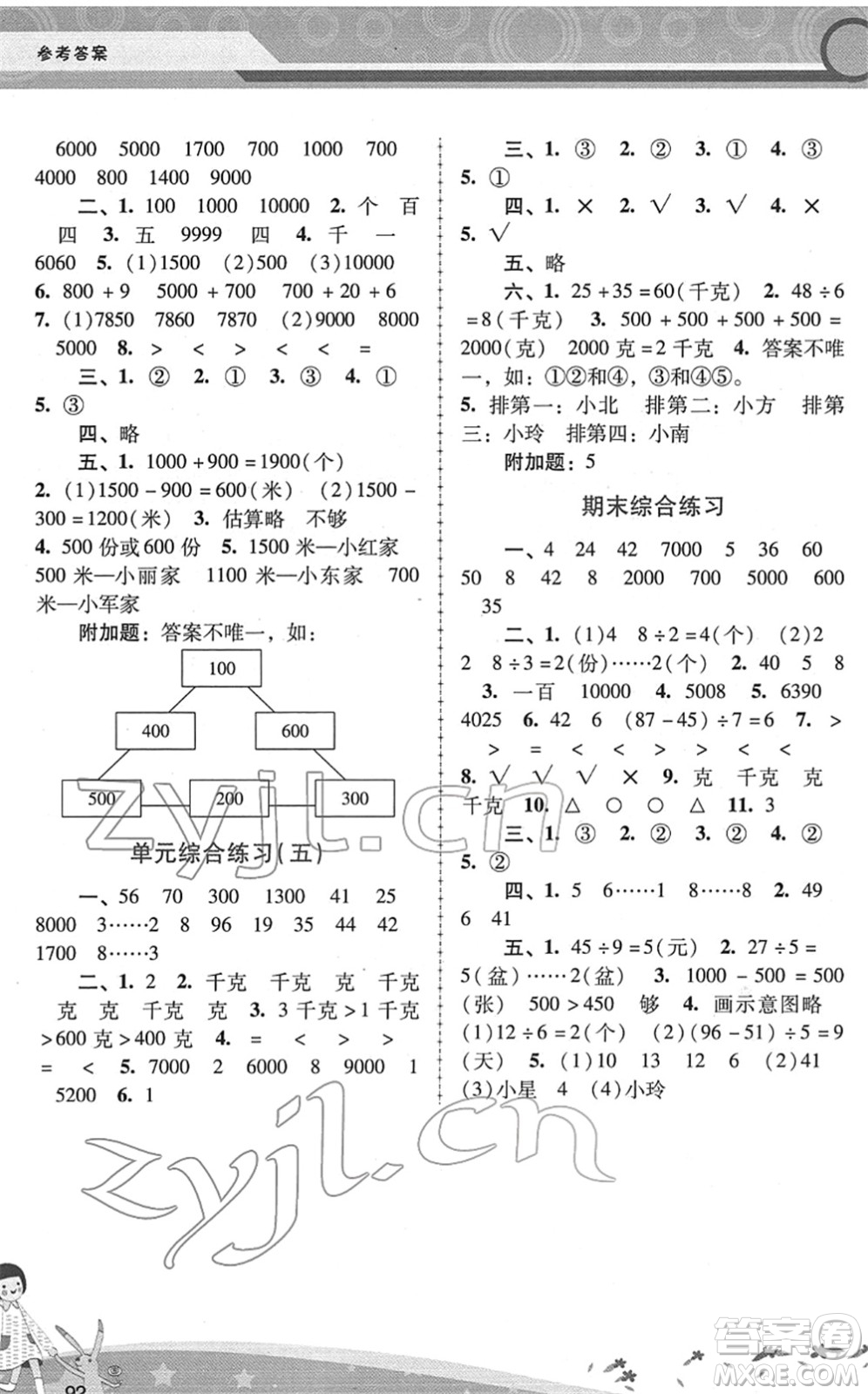 廣西師范大學(xué)出版社2022新課程學(xué)習(xí)輔導(dǎo)二年級(jí)數(shù)學(xué)下冊(cè)人教版答案