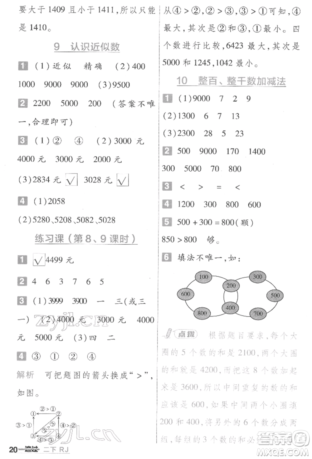 南京師范大學(xué)出版社2022一遍過二年級數(shù)學(xué)下冊人教版參考答案