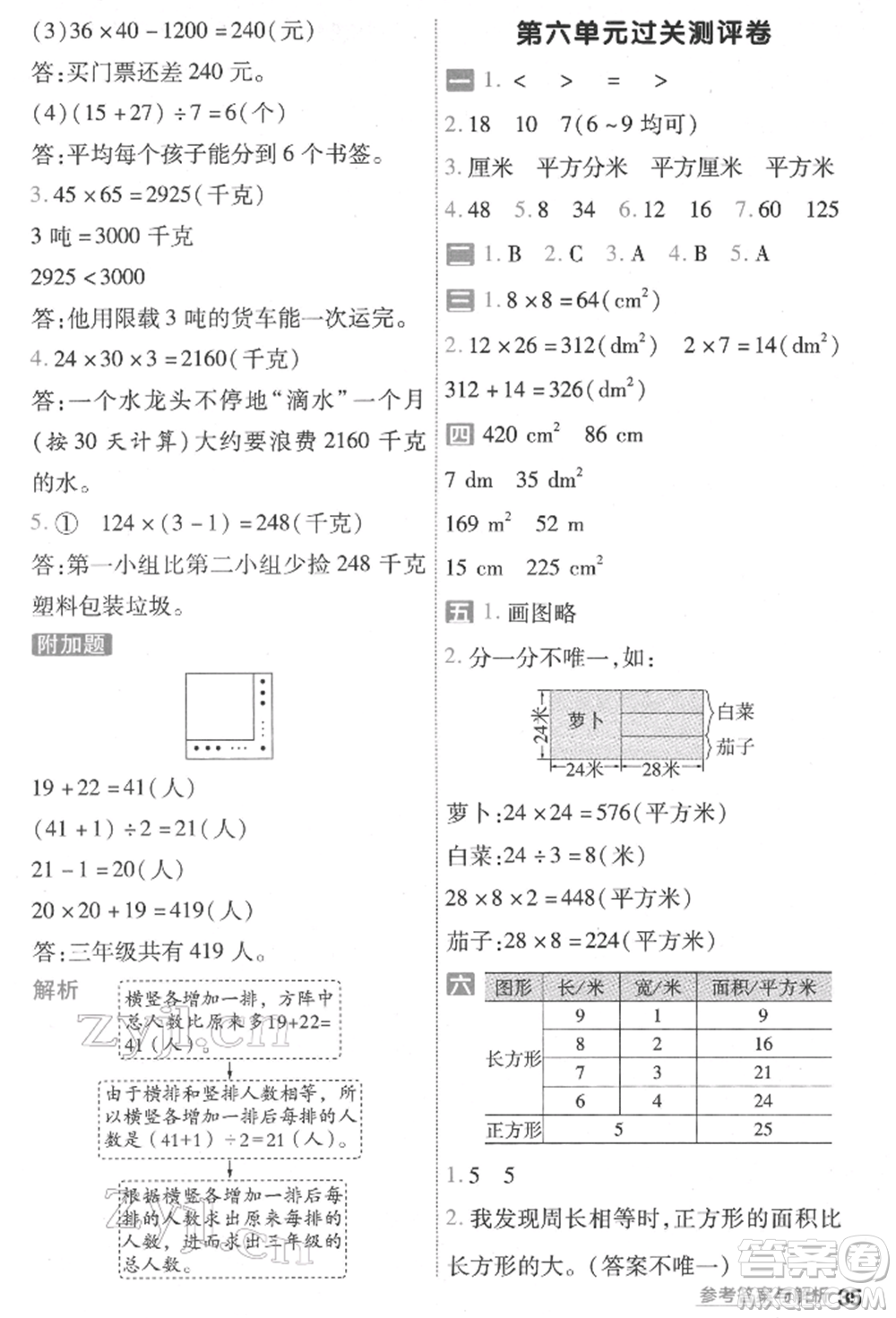 南京師范大學(xué)出版社2022一遍過三年級數(shù)學(xué)下冊蘇教版參考答案