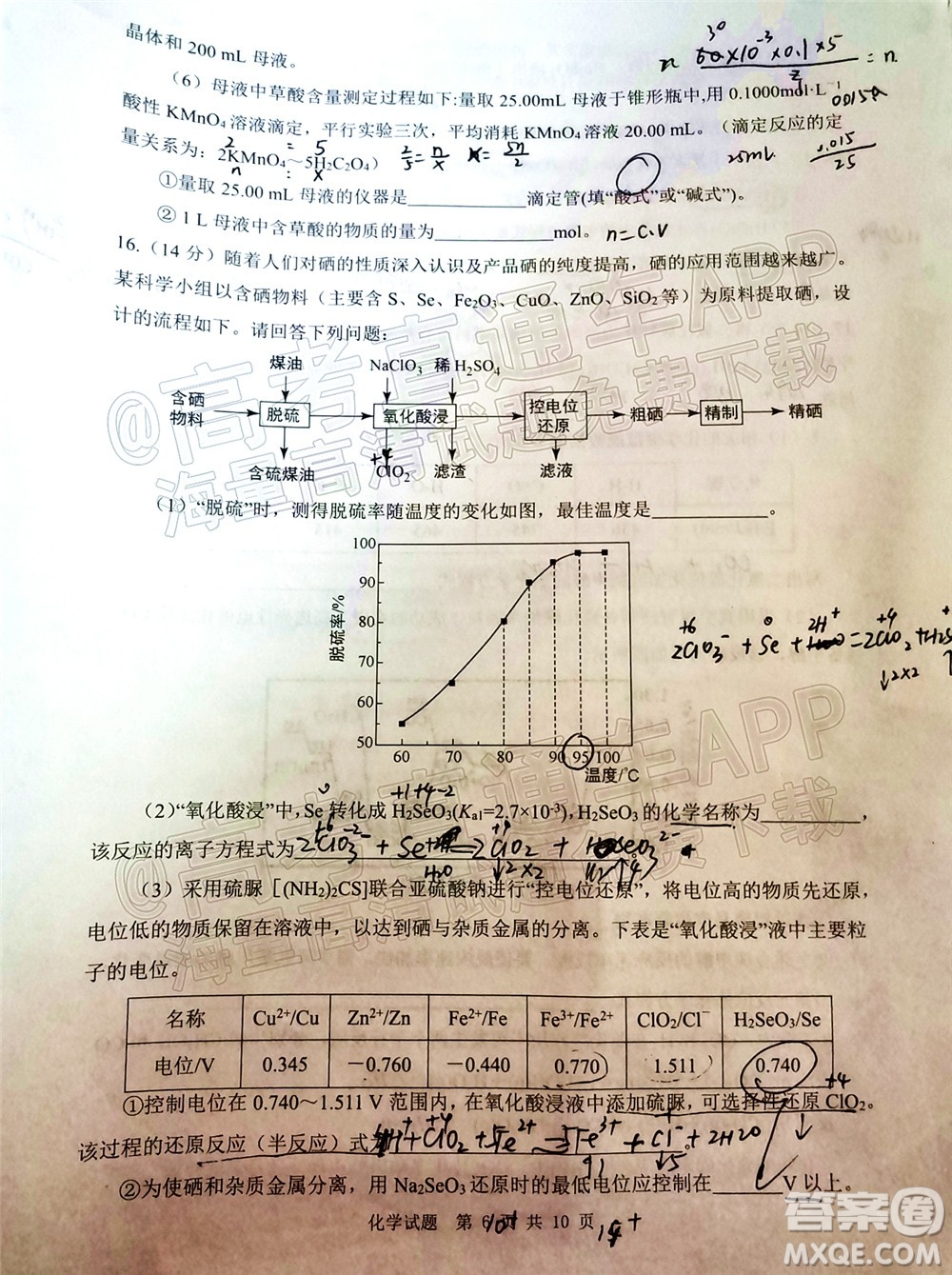 渭南市2022屆高三教學(xué)質(zhì)量檢測(cè)1化學(xué)試題及答案