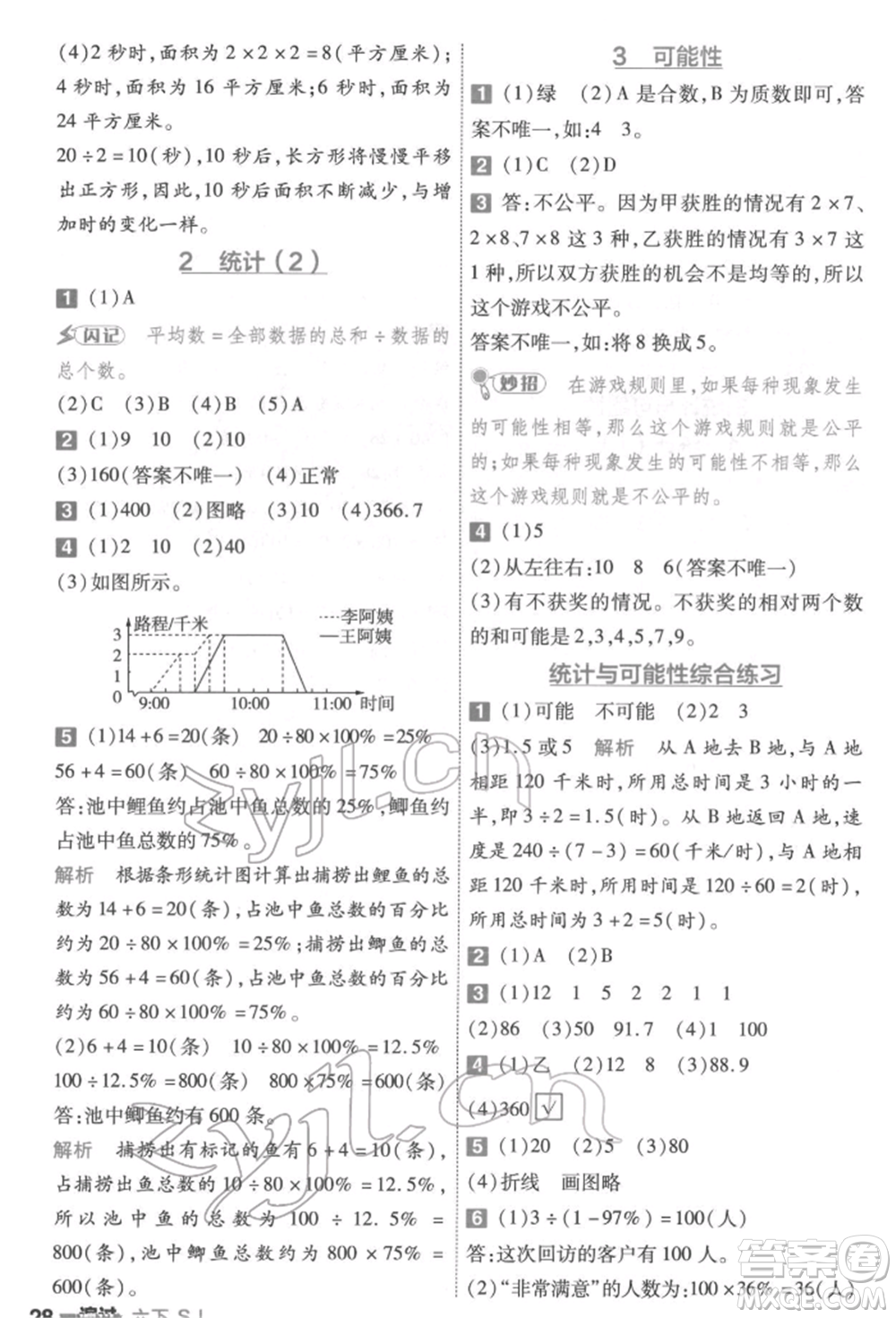 南京師范大學(xué)出版社2022一遍過(guò)六年級(jí)數(shù)學(xué)下冊(cè)蘇教版參考答案