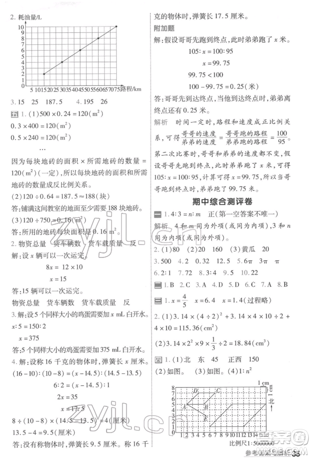 南京師范大學(xué)出版社2022一遍過(guò)六年級(jí)數(shù)學(xué)下冊(cè)蘇教版參考答案