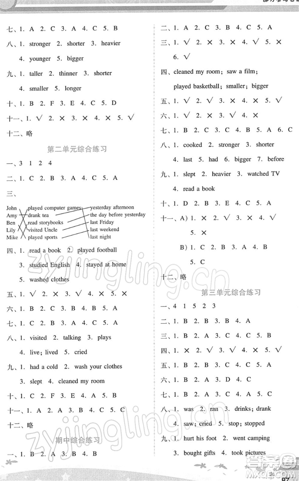 廣西師范大學出版社2022新課程學習輔導六年級英語下冊人教版答案