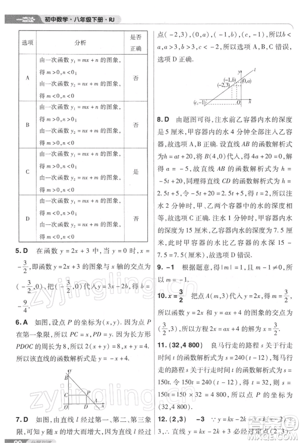 南京師范大學(xué)出版社2022一遍過八年級(jí)數(shù)學(xué)下冊(cè)人教版參考答案