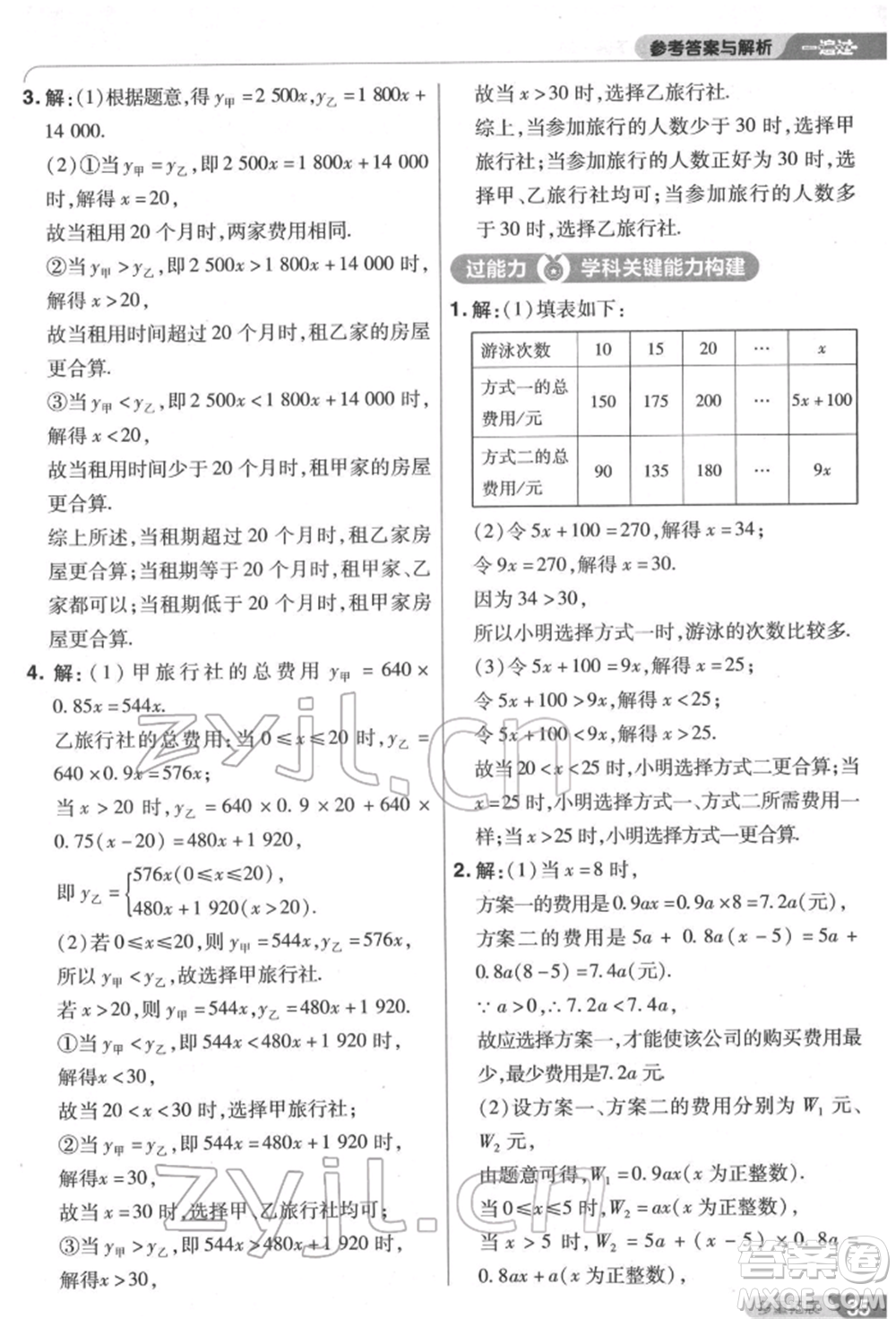 南京師范大學(xué)出版社2022一遍過八年級數(shù)學(xué)下冊北師大版參考答案