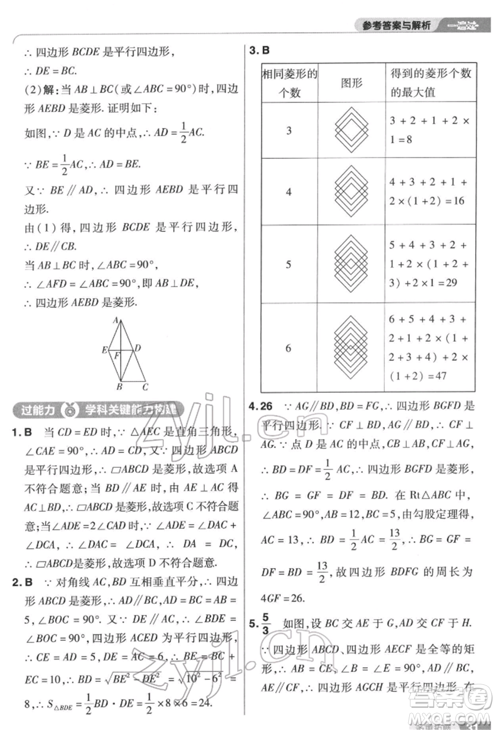 南京師范大學出版社2022一遍過八年級數(shù)學下冊蘇科版參考答案