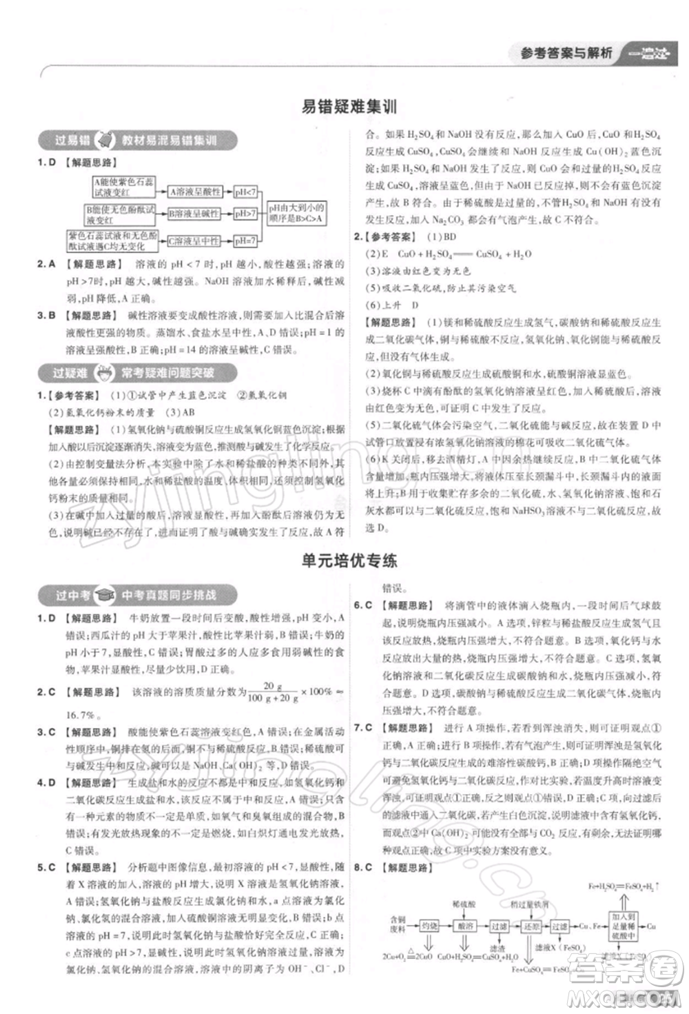 南京師范大學(xué)出版社2022一遍過九年級化學(xué)下冊人教版參考答案