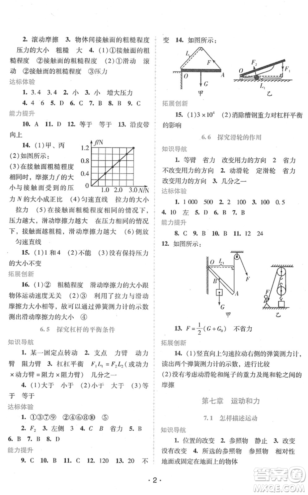 廣西師范大學(xué)出版社2022新課程學(xué)習(xí)輔導(dǎo)八年級物理下冊粵教滬科版答案