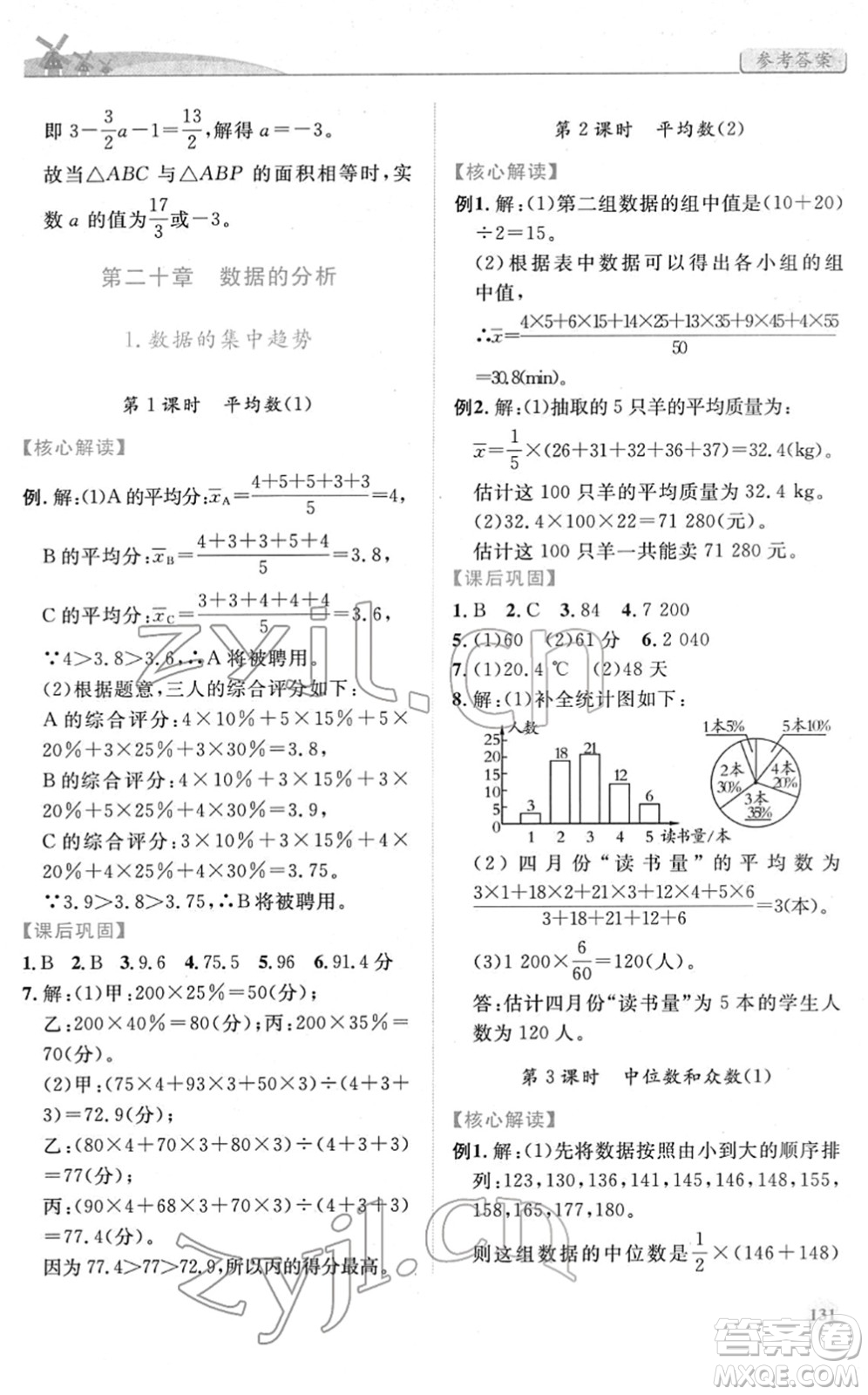 人民教育出版社2022績優(yōu)學(xué)案八年級數(shù)學(xué)下冊人教版答案