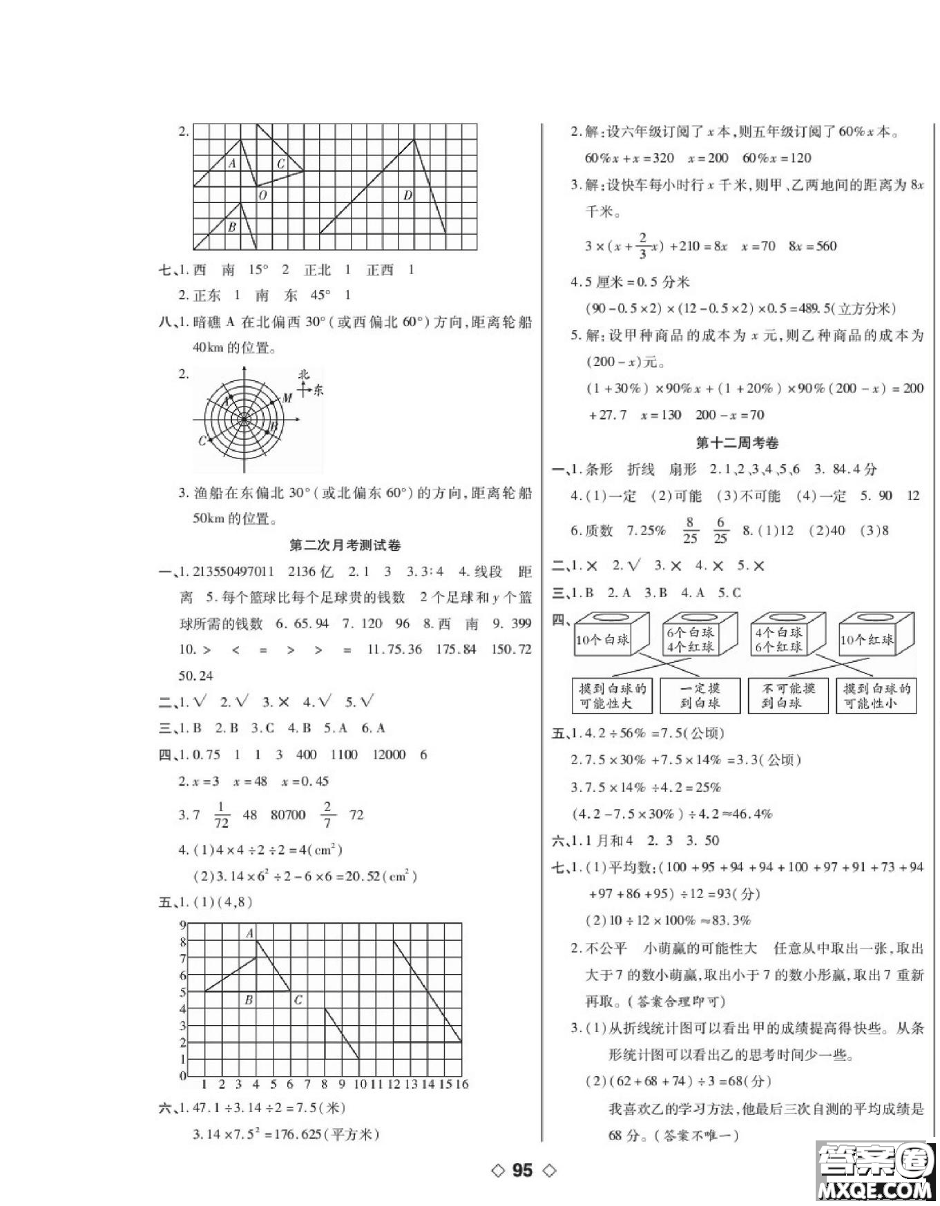 世界圖書出版公司2022考易百分百周末提優(yōu)訓(xùn)練數(shù)學(xué)6年級下BS北師版答案