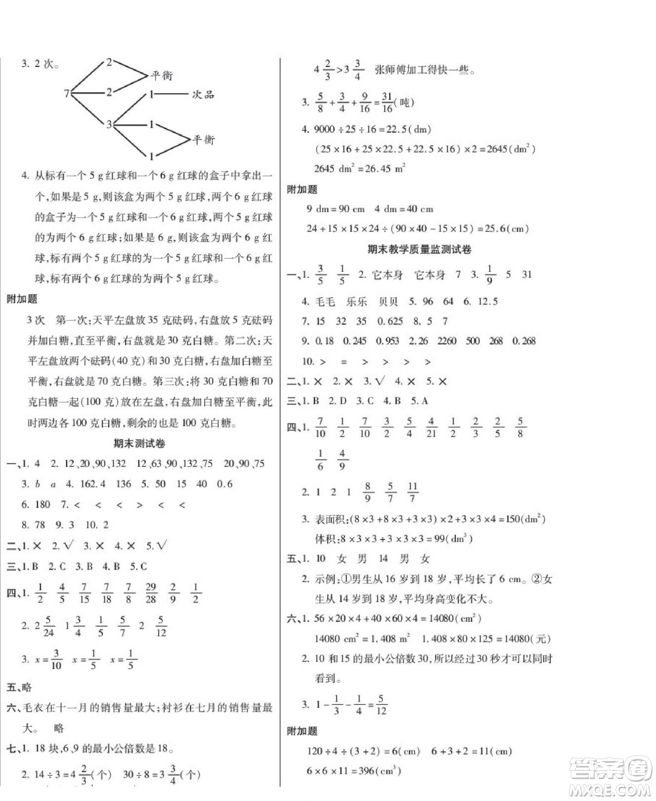 世界圖書出版公司2022考易百分百周末提優(yōu)訓(xùn)練數(shù)學(xué)5年級下RJ人教版答案