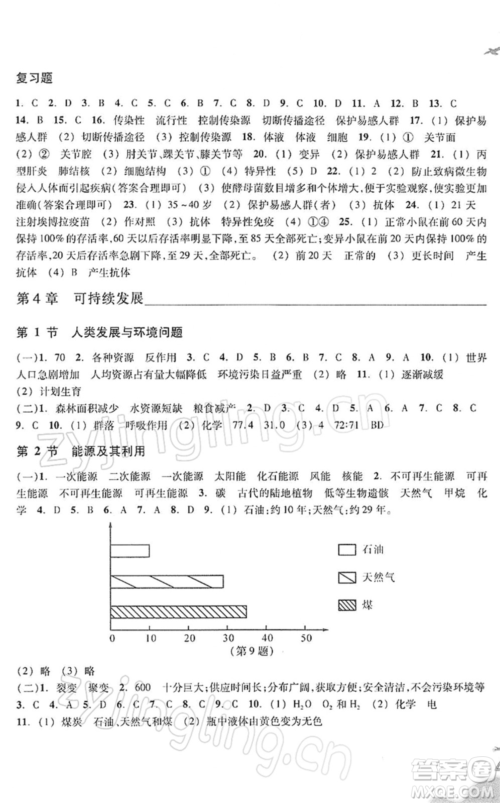 浙江教育出版社2022科學(xué)作業(yè)本九年級下冊ZH浙教版AB本答案