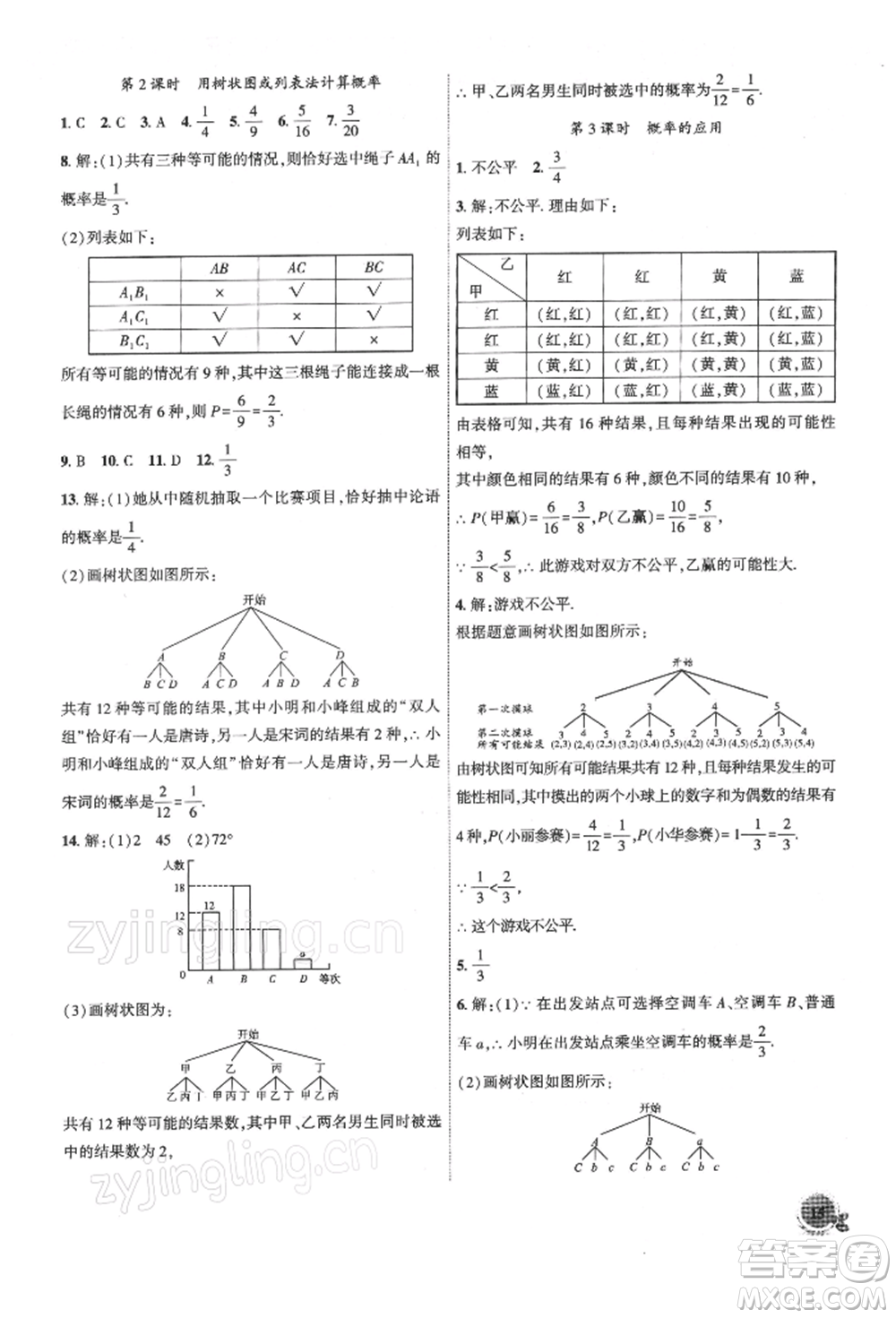 安徽大學(xué)出版社2022創(chuàng)新課堂創(chuàng)新作業(yè)本九年級數(shù)學(xué)下冊滬科版參考答案