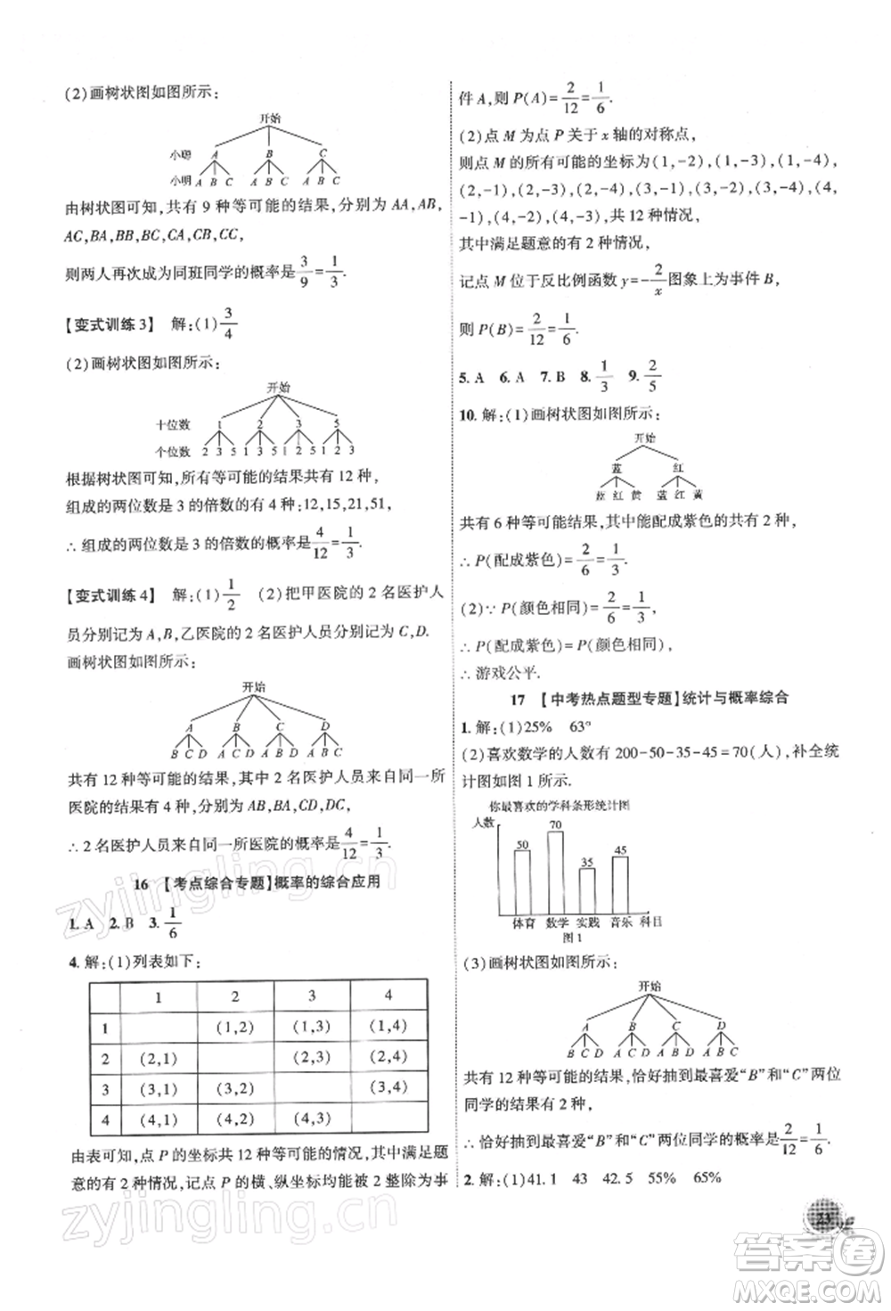 安徽大學(xué)出版社2022創(chuàng)新課堂創(chuàng)新作業(yè)本九年級數(shù)學(xué)下冊滬科版參考答案