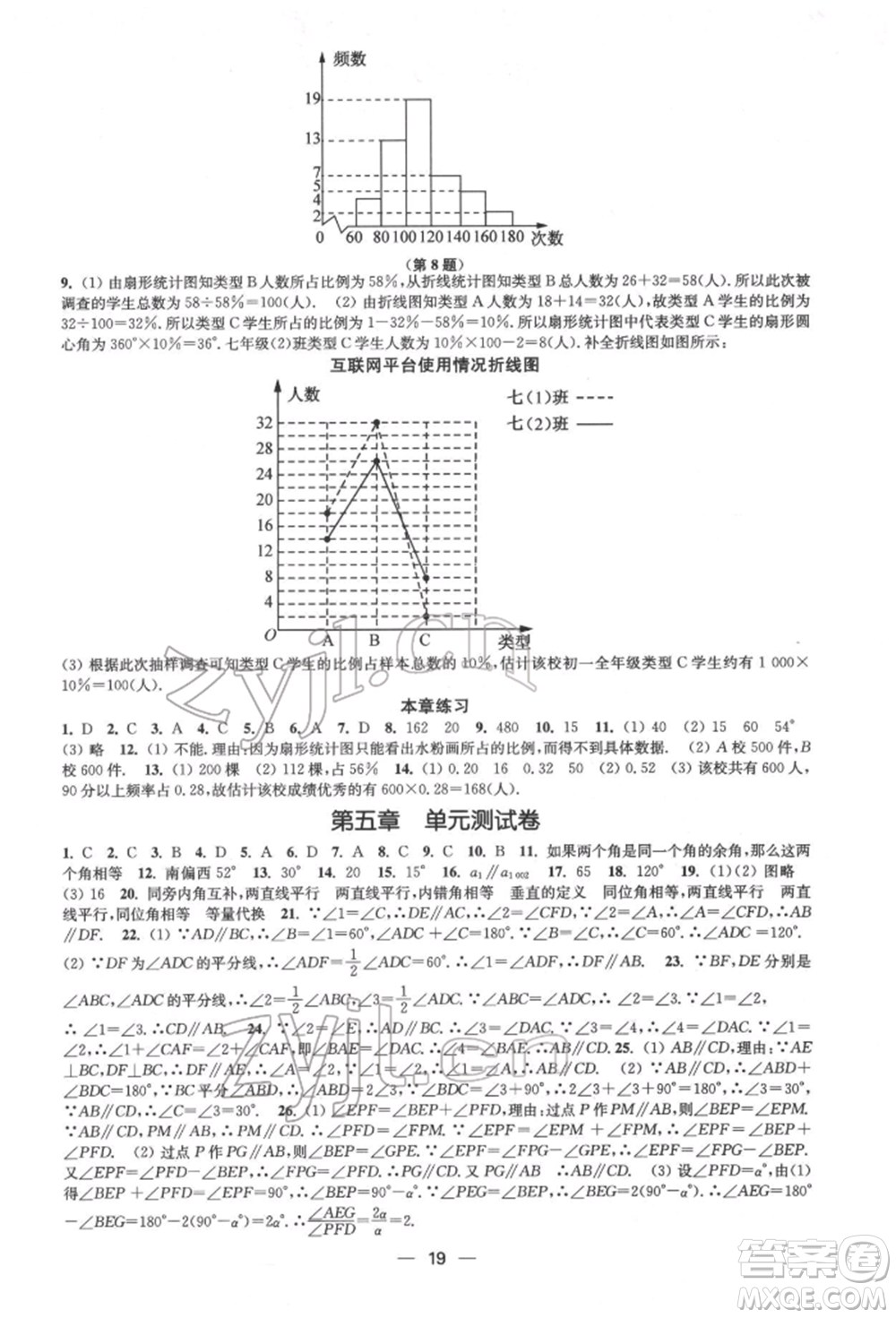 江蘇鳳凰美術(shù)出版社2022創(chuàng)新課時作業(yè)七年級數(shù)學(xué)下冊全國版參考答案