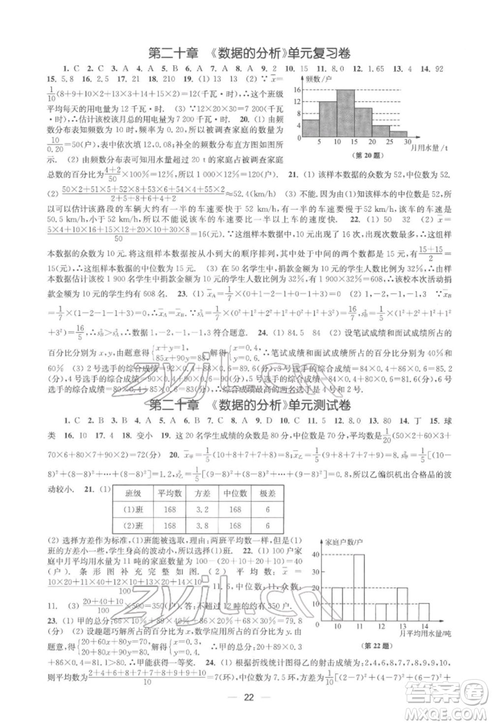 江蘇鳳凰美術(shù)出版社2022創(chuàng)新課時作業(yè)八年級數(shù)學(xué)下冊全國版參考答案