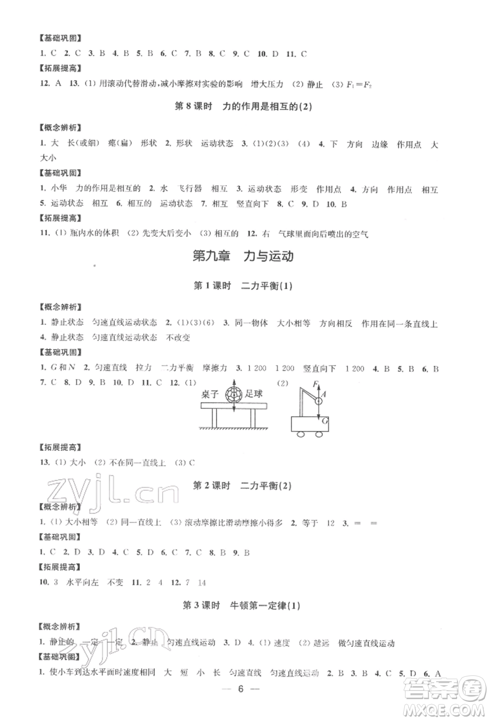 江蘇鳳凰美術(shù)出版社2022創(chuàng)新課時(shí)作業(yè)八年級物理下冊江蘇版參考答案