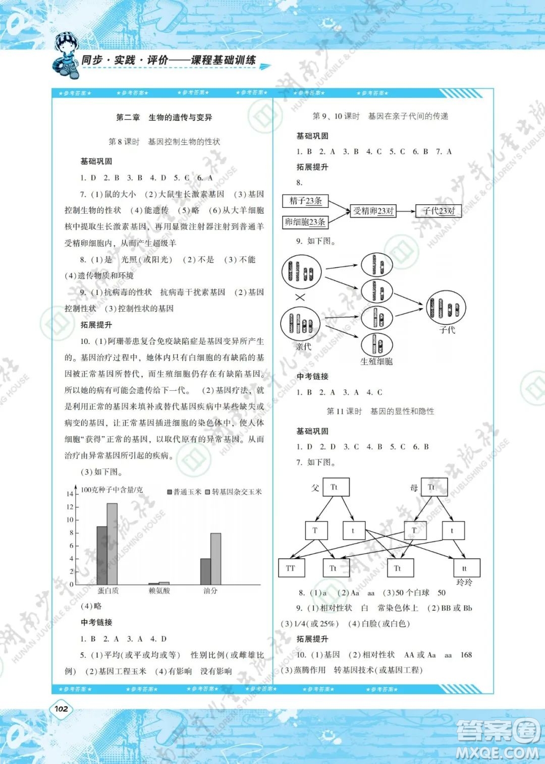 湖南少年兒童出版社2022課程基礎(chǔ)訓(xùn)練八年級生物下冊人教版答案