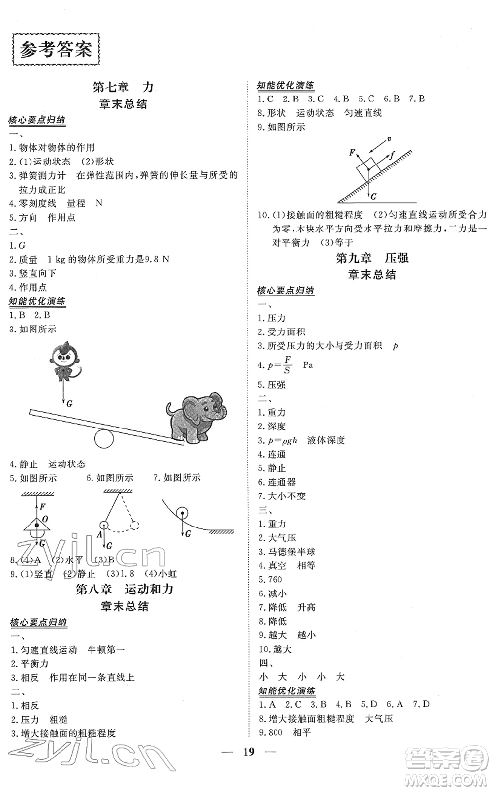 青海人民出版社2022新坐標(biāo)同步練習(xí)八年級(jí)物理下冊(cè)人教版青海專用答案