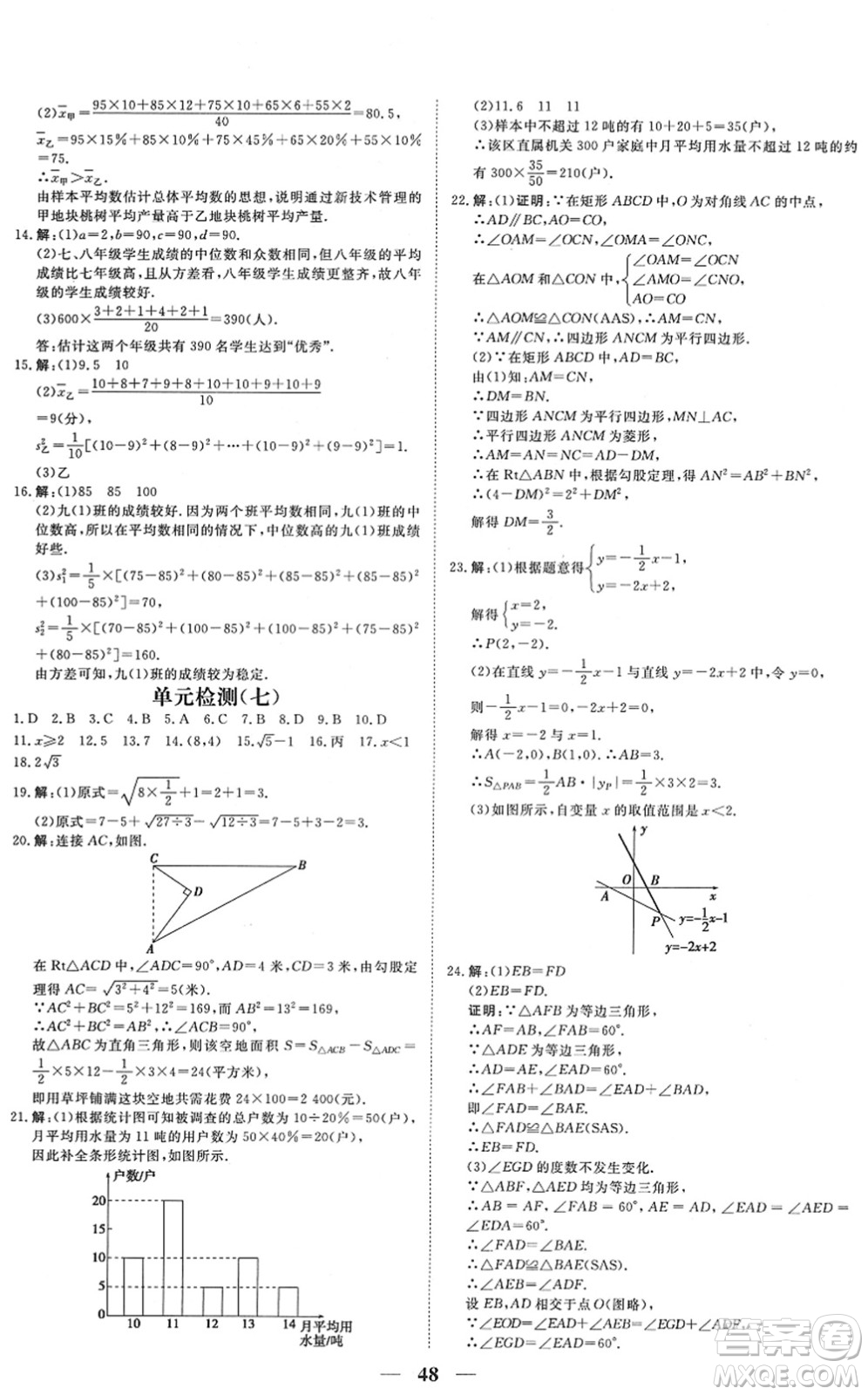 青海人民出版社2022新坐標同步練習(xí)八年級數(shù)學(xué)下冊人教版青海專用答案