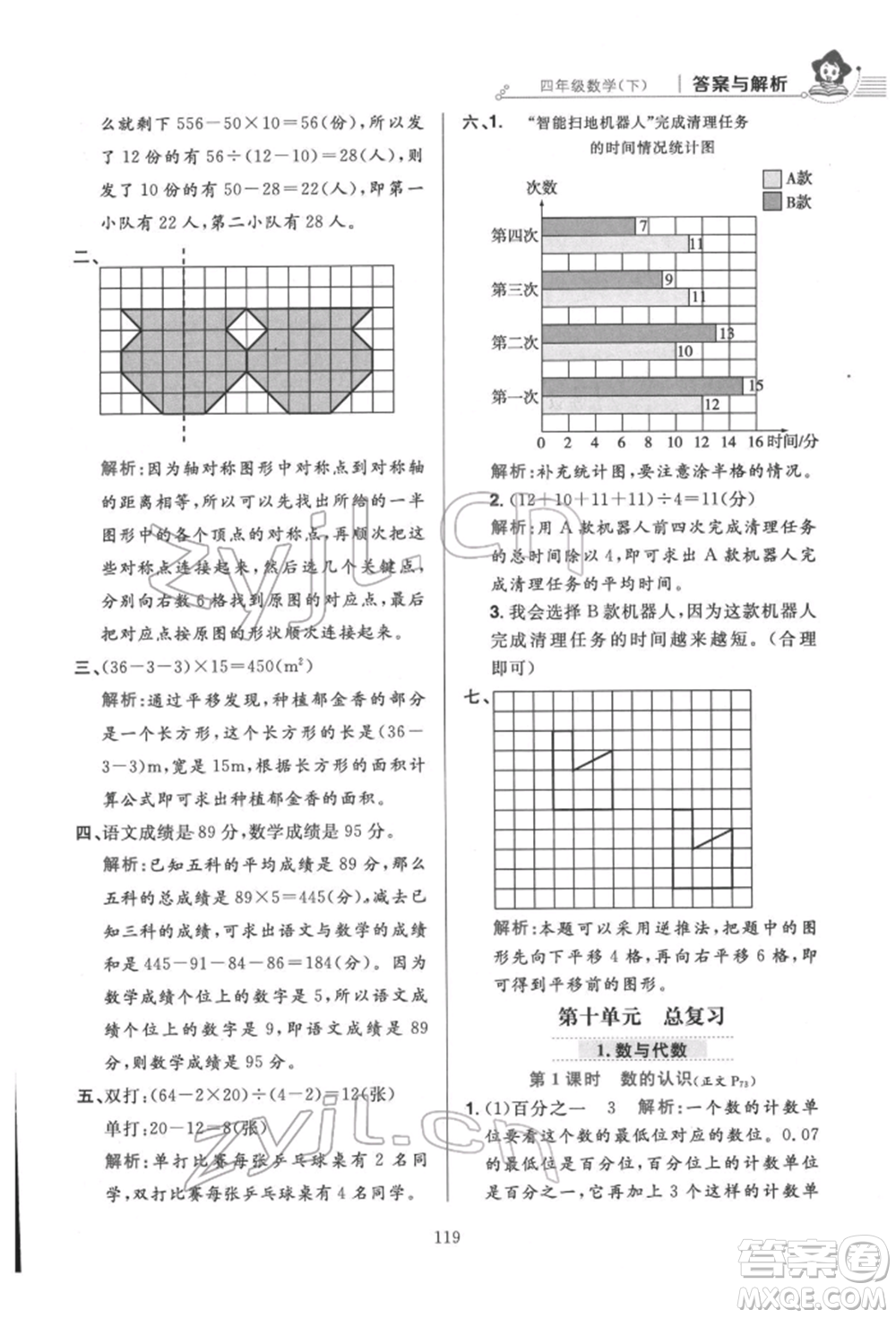 陜西人民教育出版社2022小學(xué)教材全練四年級(jí)數(shù)學(xué)下冊人教版參考答案