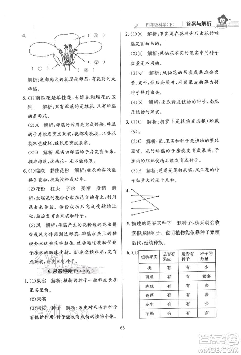 陜西人民教育出版社2022小學(xué)教材全練四年級科學(xué)下冊教育科學(xué)版參考答案