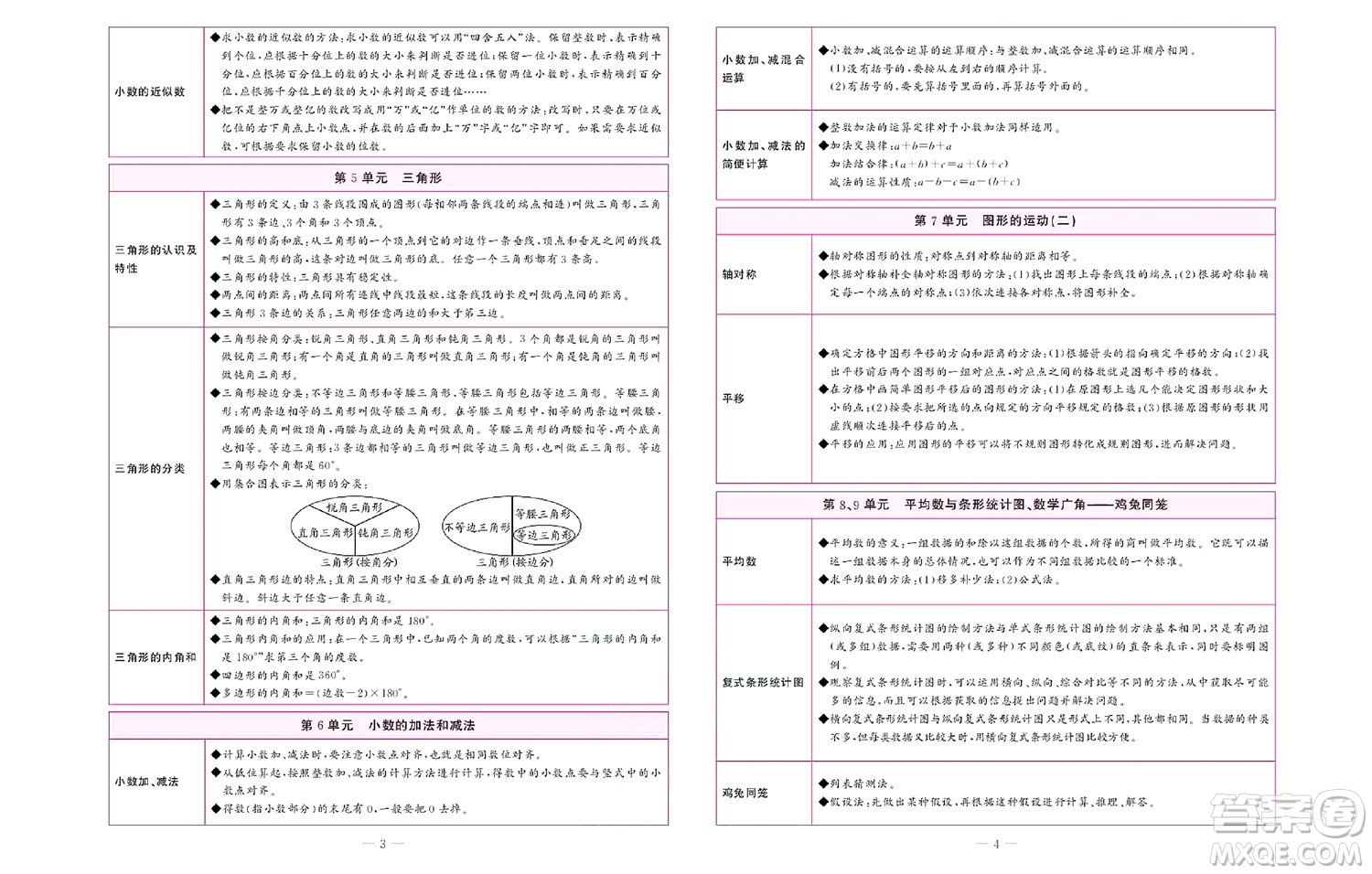 北京聯(lián)合出版社公司2022狀元新期末數學四年級下RJ人教版答案