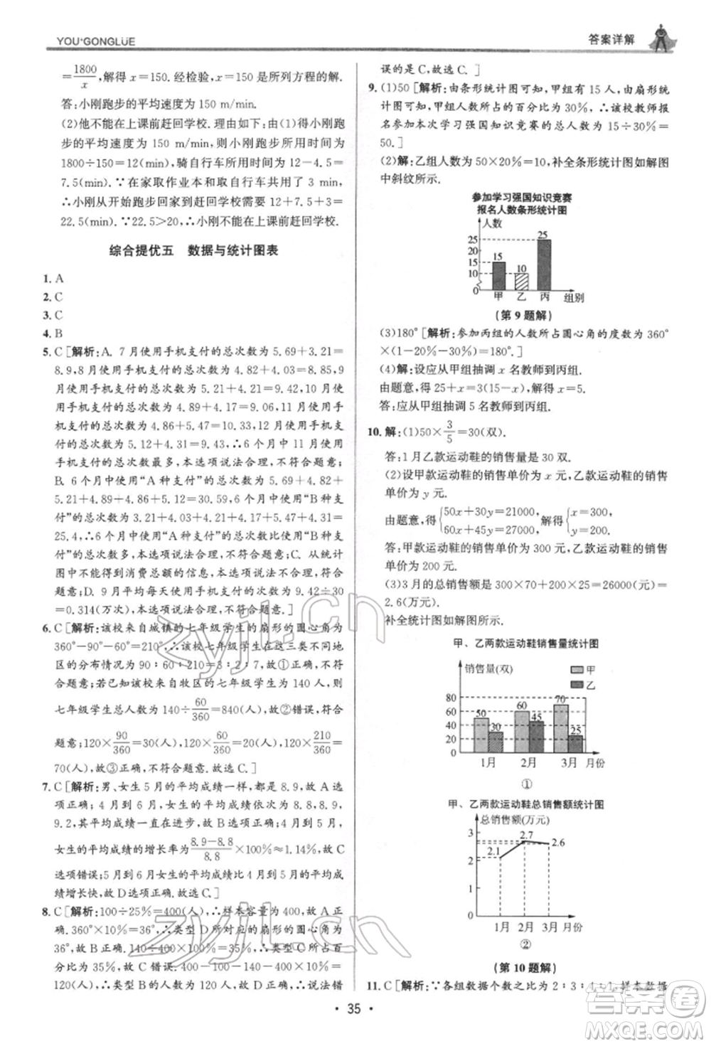 浙江人民出版社2022優(yōu)+攻略七年級(jí)數(shù)學(xué)下冊(cè)浙教版參考答案