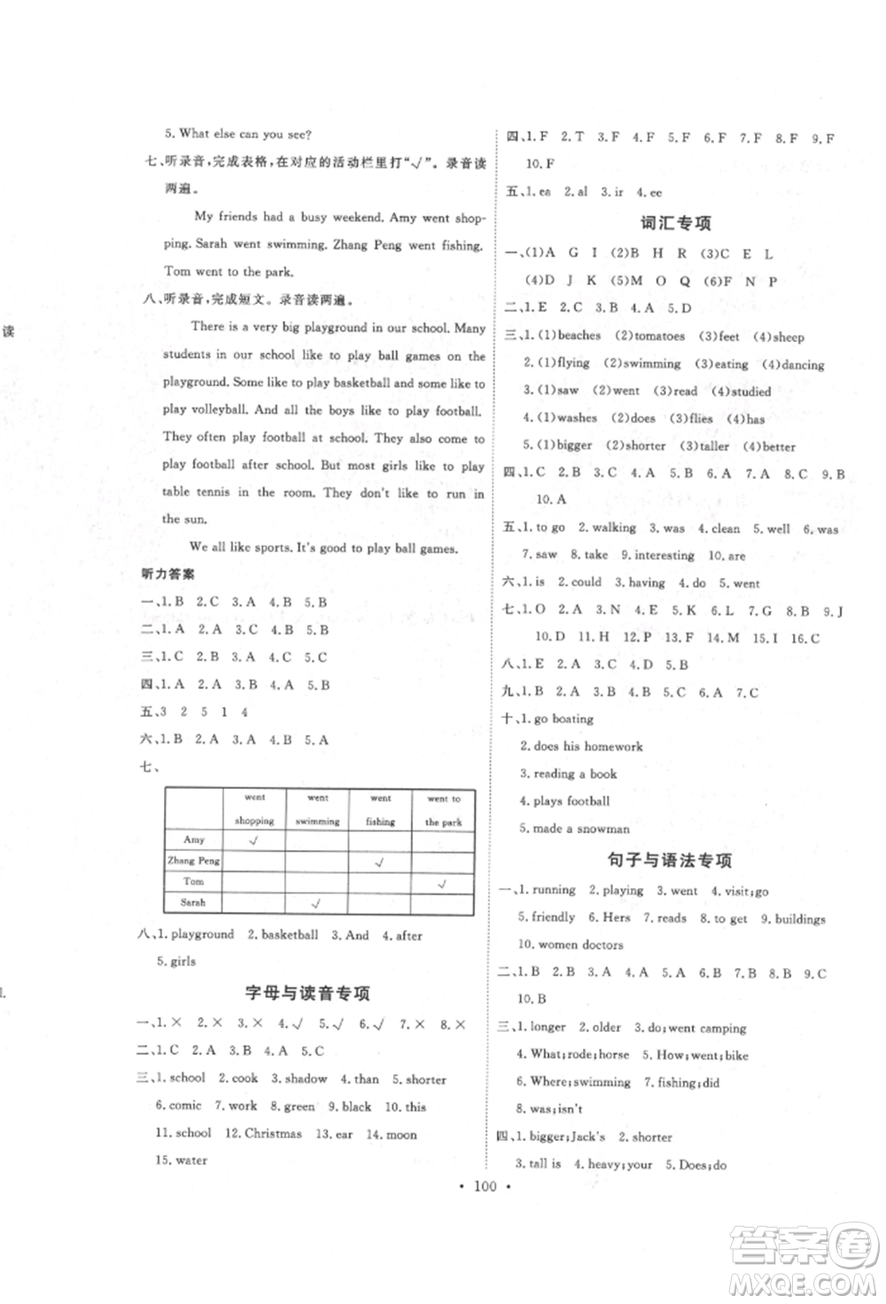 延邊教育出版社2022每時(shí)每刻快樂優(yōu)+作業(yè)本六年級英語下冊人教版參考答案