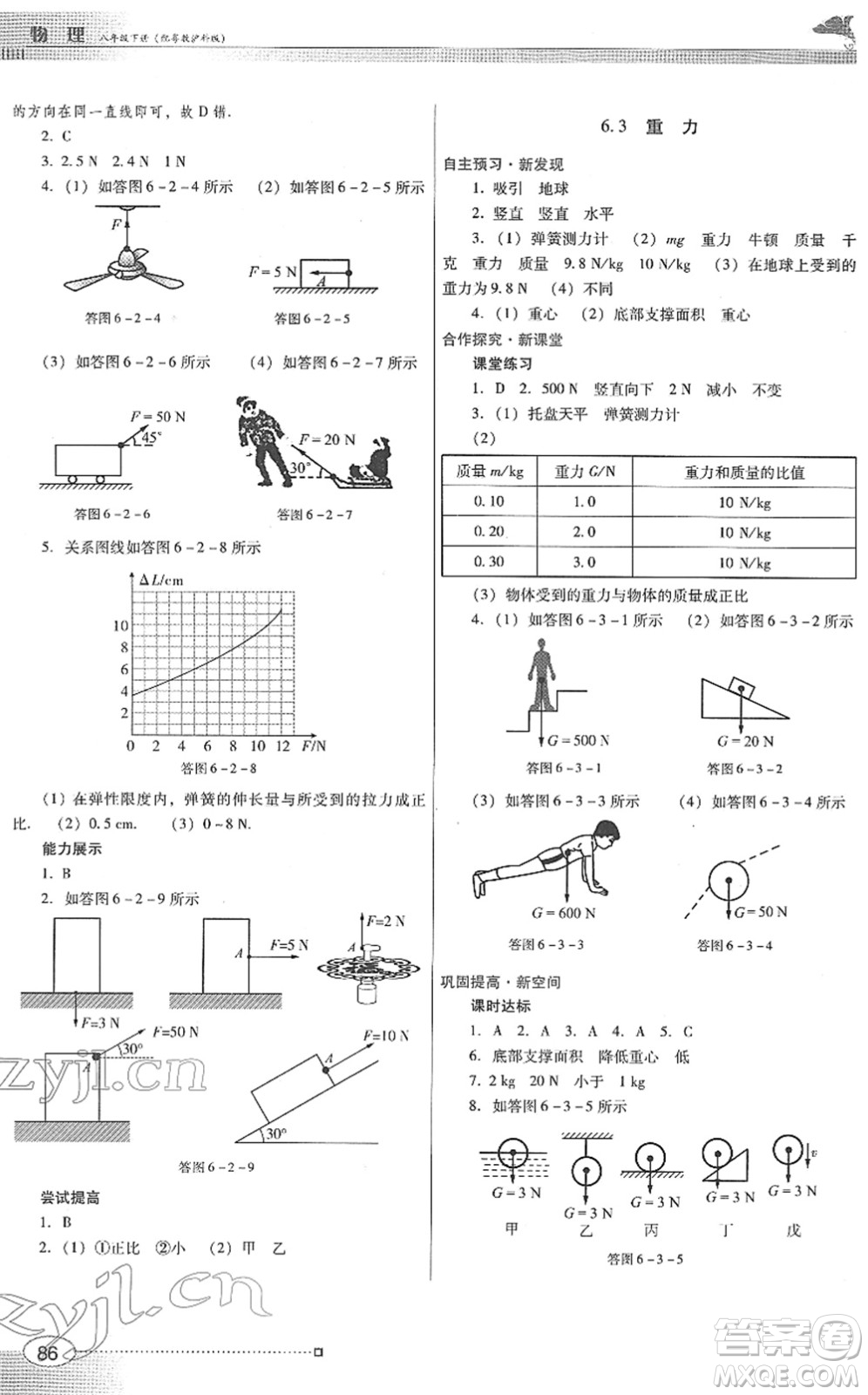 廣東教育出版社2022南方新課堂金牌學案八年級物理下冊粵教滬科版答案