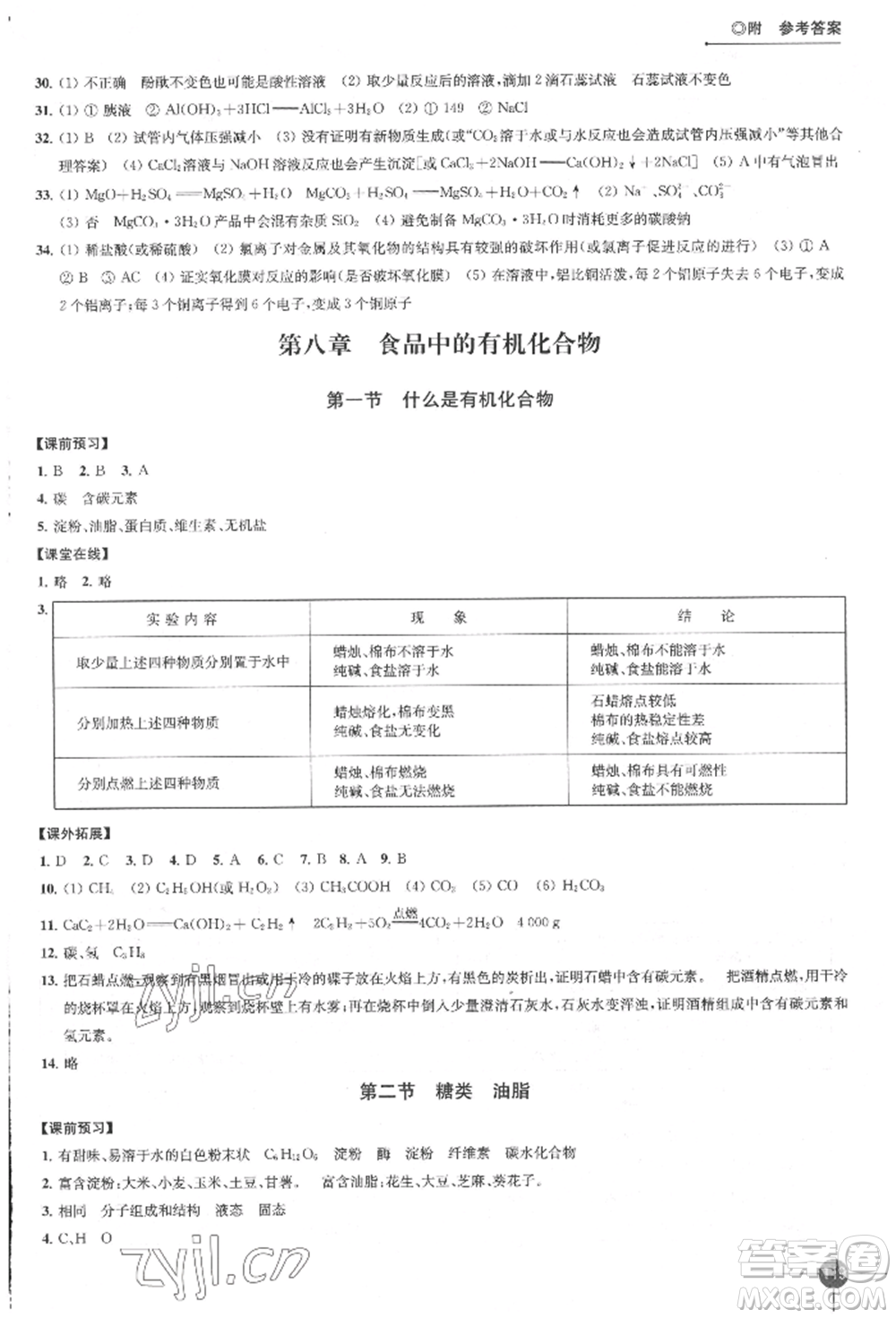 江蘇鳳凰科學(xué)技術(shù)出版社2022同步練習(xí)化學(xué)九年級(jí)下冊(cè)滬教版參考答案