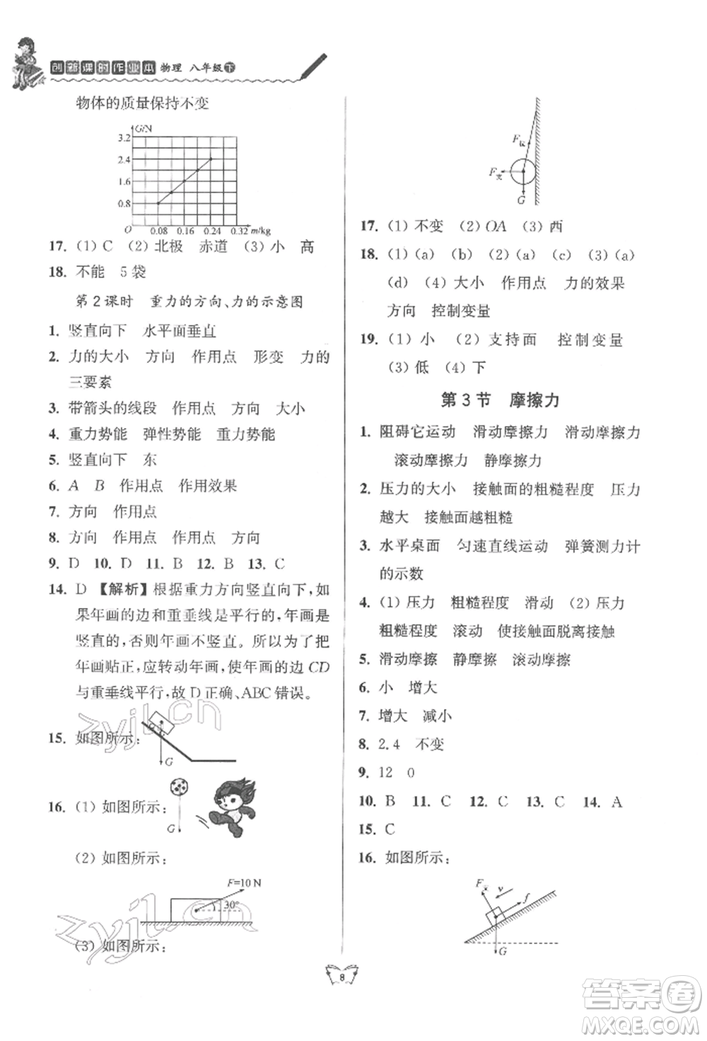 江蘇人民出版社2022創(chuàng)新課時(shí)作業(yè)本八年級(jí)物理下冊(cè)蘇科版參考答案