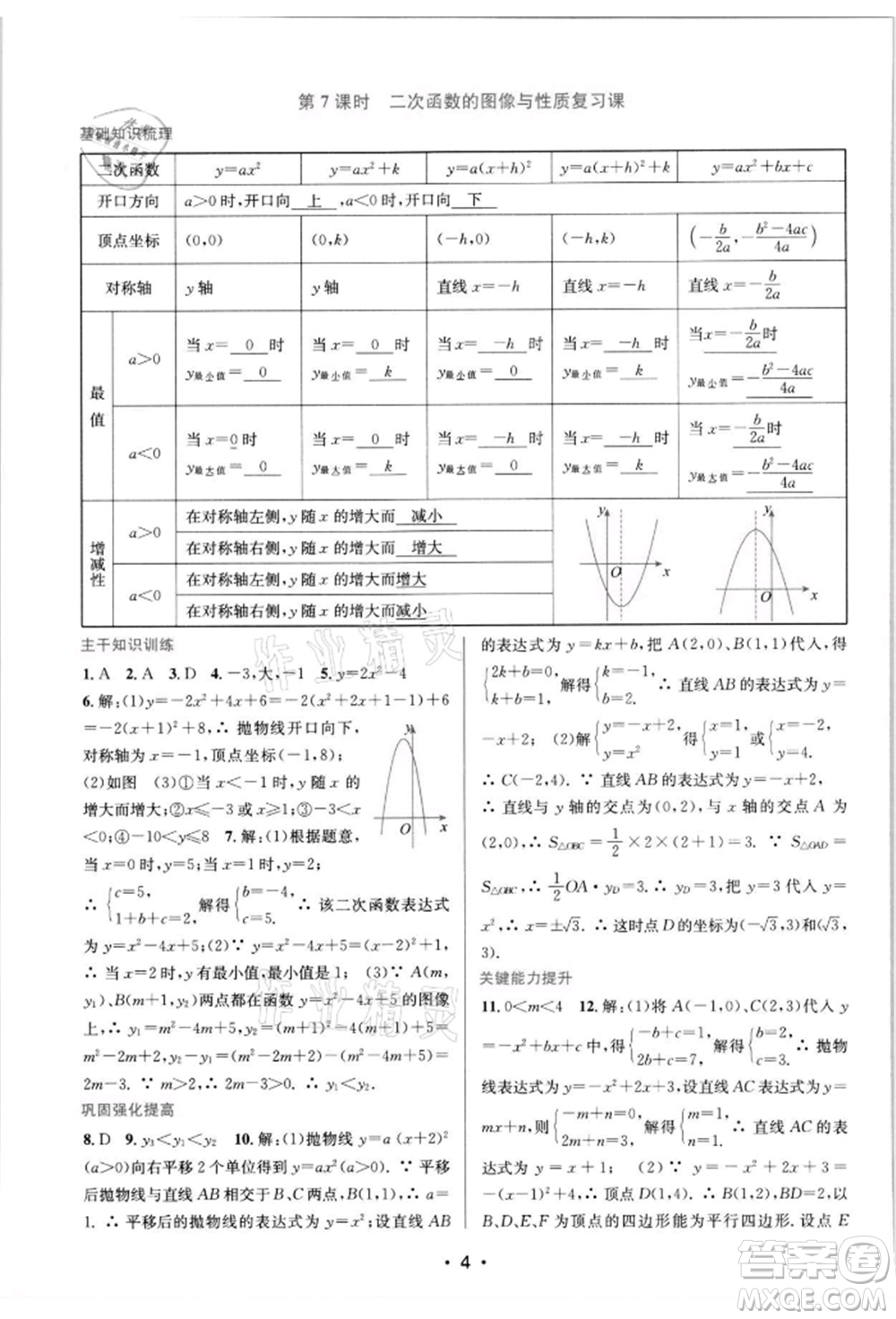 江蘇鳳凰美術(shù)出版社2022創(chuàng)新課時作業(yè)本九年級數(shù)學(xué)下冊蘇科版蘇州專版參考答案