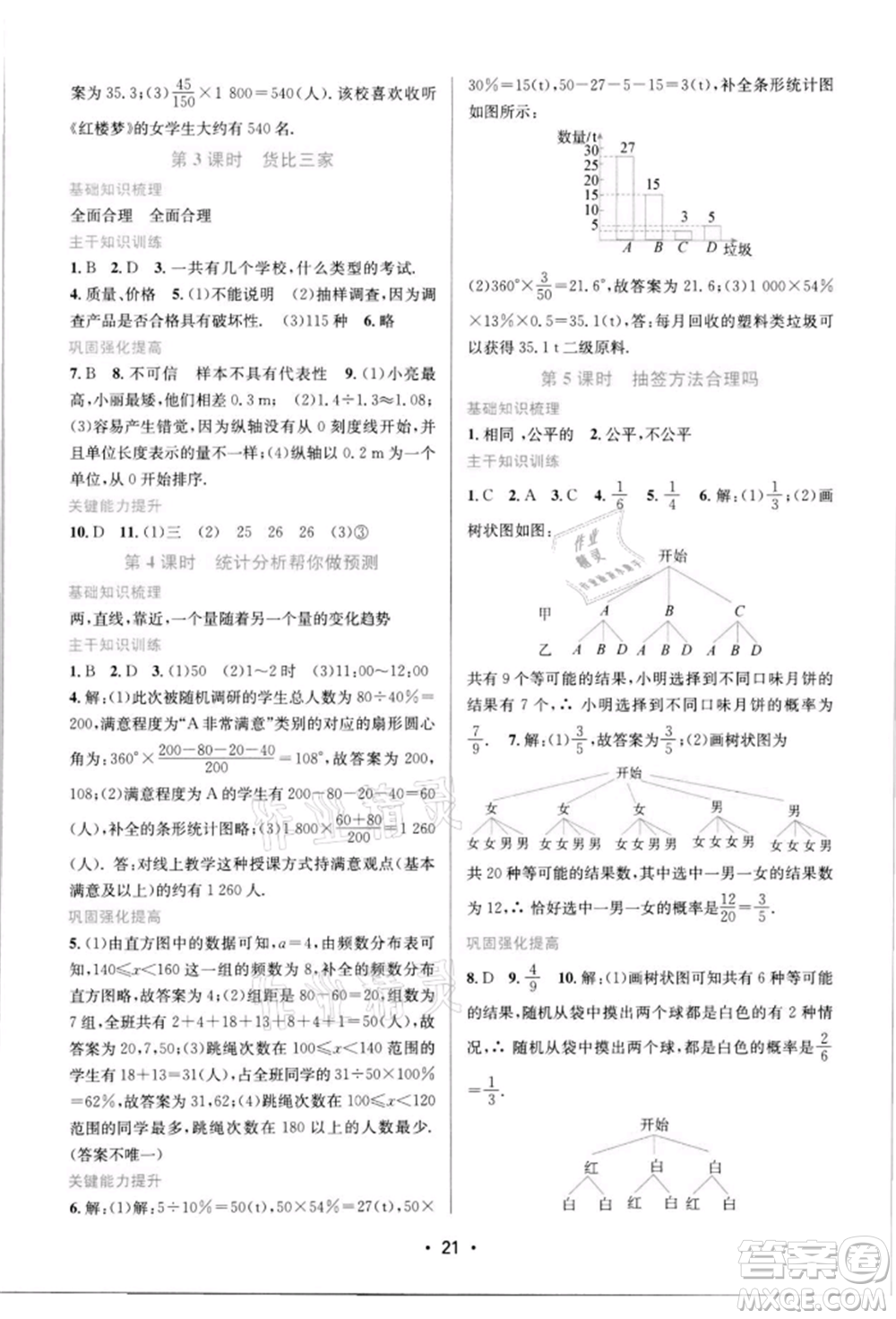 江蘇鳳凰美術(shù)出版社2022創(chuàng)新課時作業(yè)本九年級數(shù)學(xué)下冊蘇科版蘇州專版參考答案