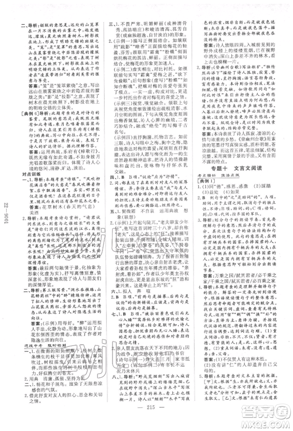 陜西人民教育出版社2022中考總復(fù)習(xí)導(dǎo)與練語(yǔ)文人教版參考答案