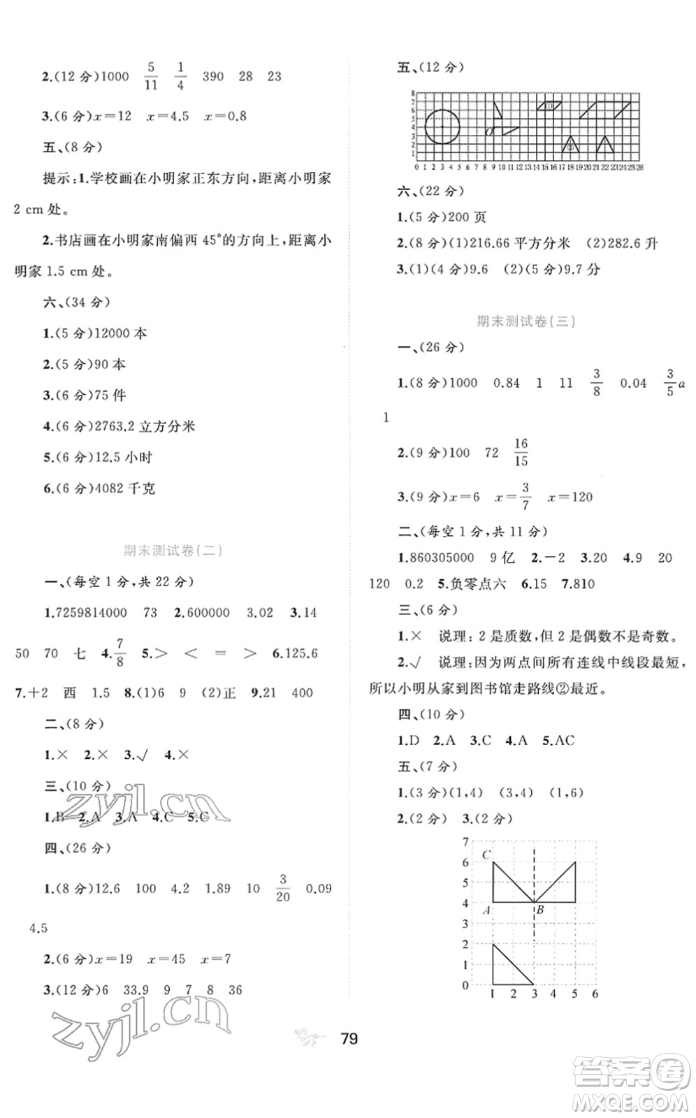 廣西教育出版社2022新課程學(xué)習(xí)與測評單元雙測六年級數(shù)學(xué)下冊A人教版答案