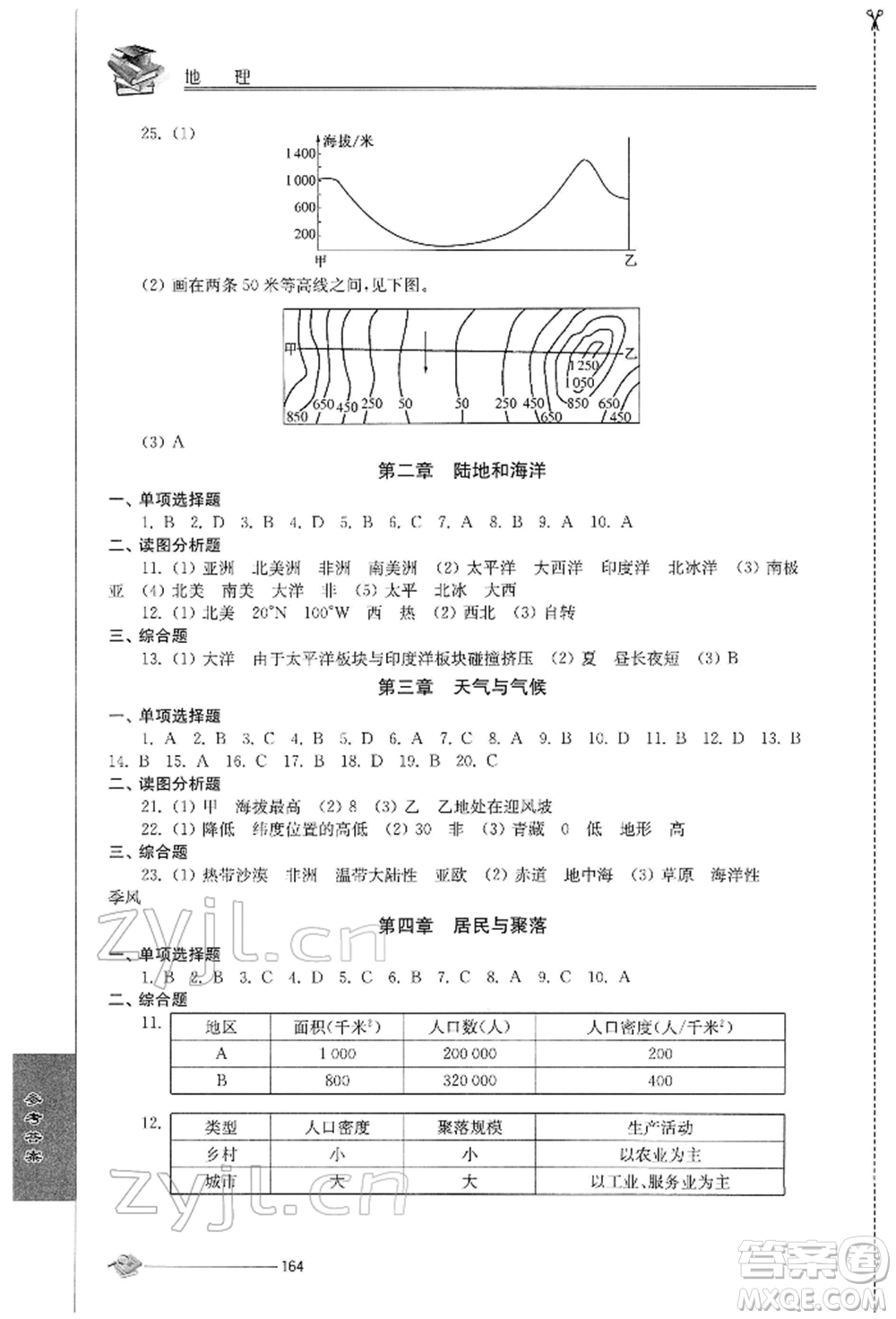 江蘇人民出版社2022初中復(fù)習(xí)與能力訓(xùn)練地理通用版參考答案