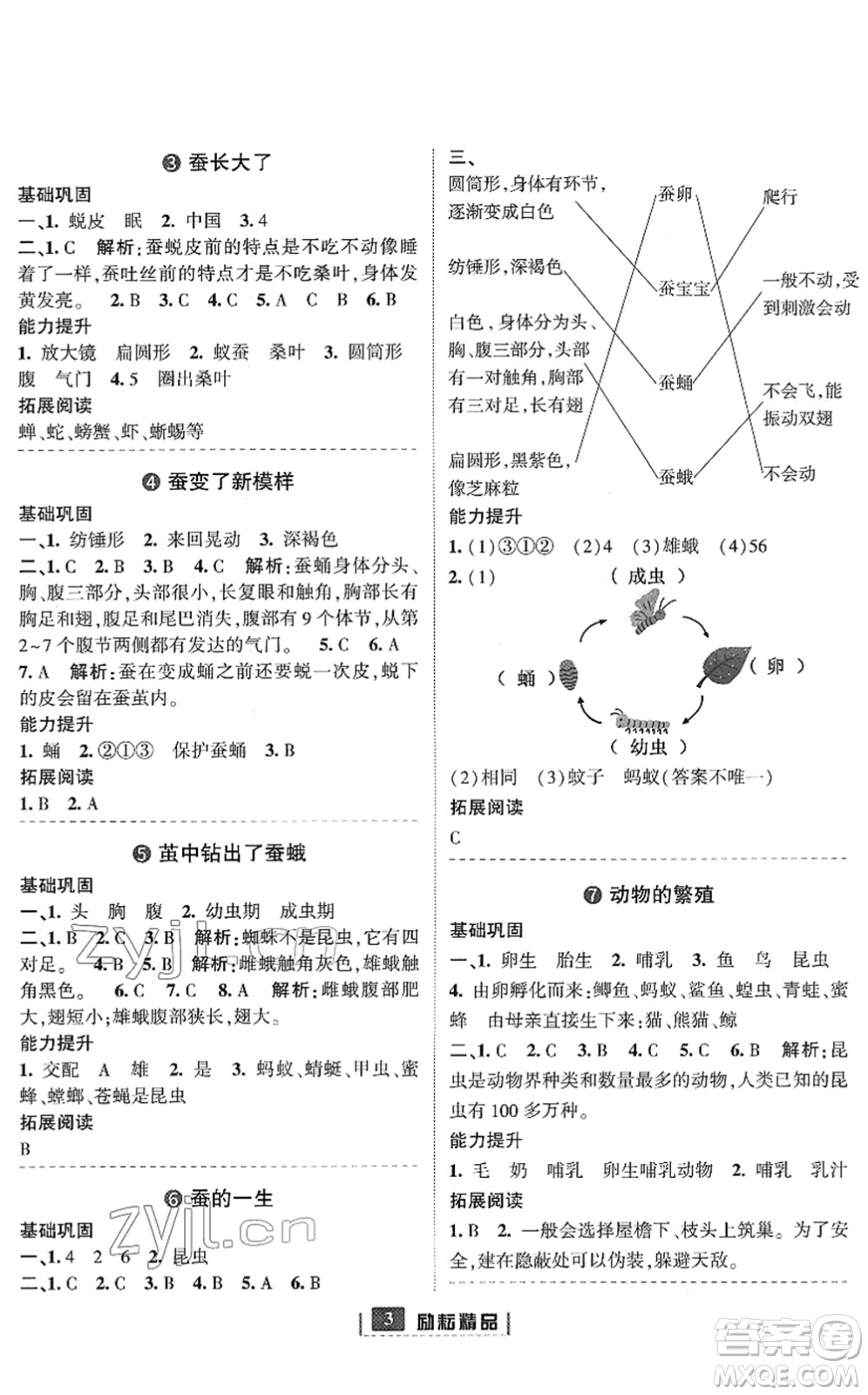 延邊人民出版社2022勵(lì)耘新同步三年級(jí)科學(xué)下冊(cè)教科版答案