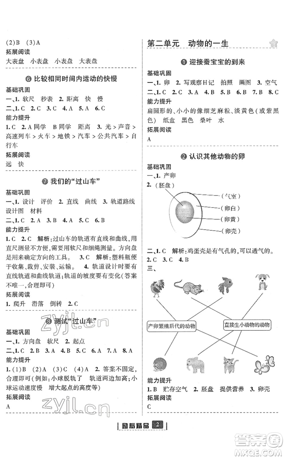 延邊人民出版社2022勵(lì)耘新同步三年級(jí)科學(xué)下冊(cè)教科版答案