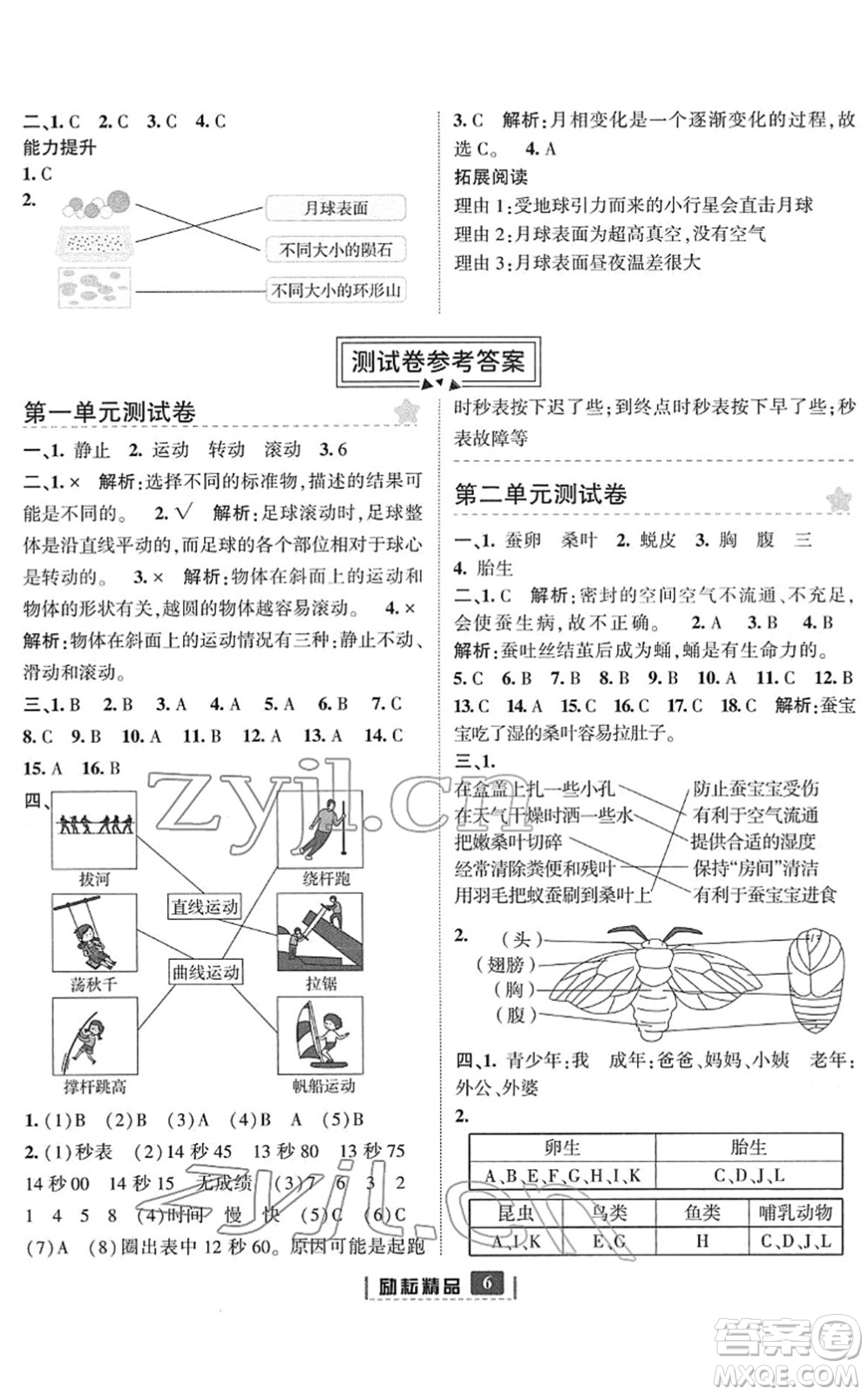 延邊人民出版社2022勵(lì)耘新同步三年級(jí)科學(xué)下冊(cè)教科版答案