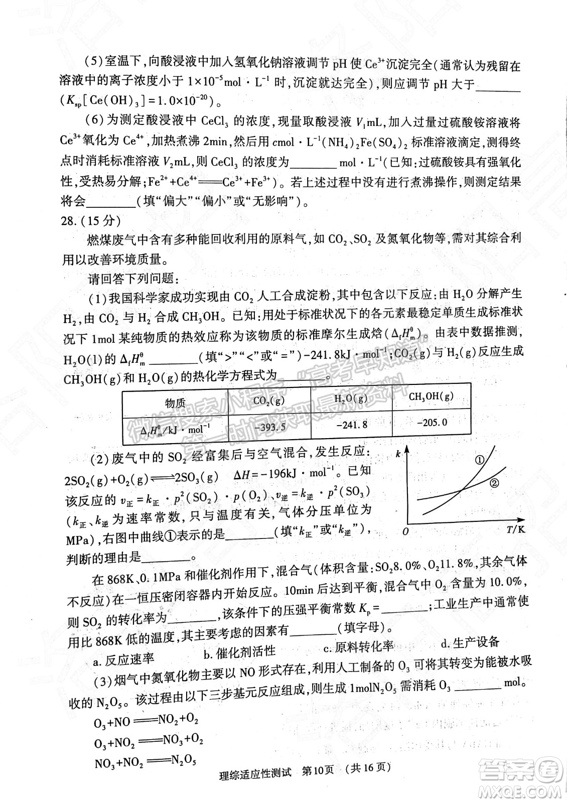 2022年河南省普通高中畢業(yè)班高考適應(yīng)性考試?yán)砜凭C合能力測試試卷及答案