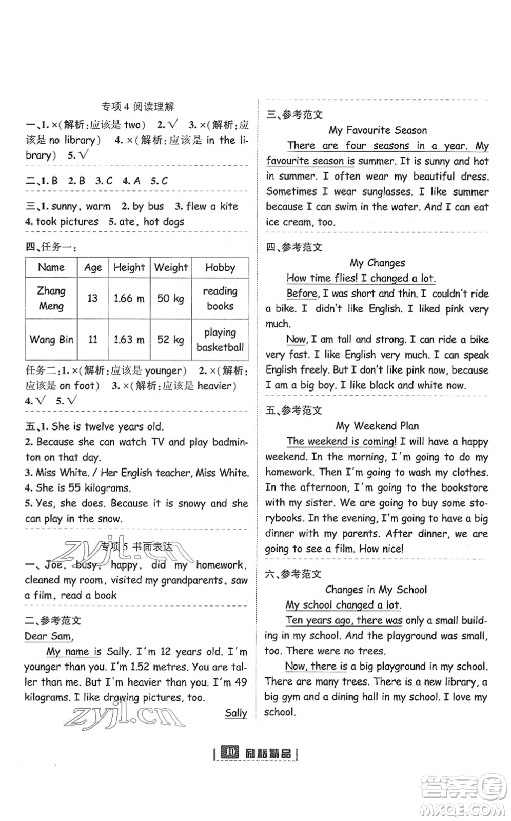 延邊人民出版社2022勵(lì)耘新同步六年級(jí)英語(yǔ)下冊(cè)人教版答案