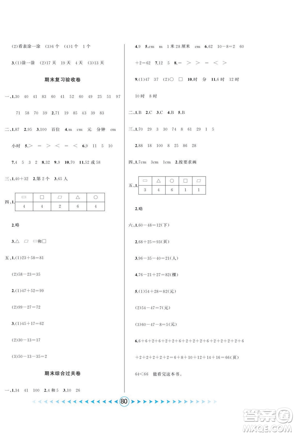 吉林出版集團(tuán)股份有限公司2022優(yōu)卷總動(dòng)員數(shù)學(xué)一年級(jí)下冊(cè)青島版答案