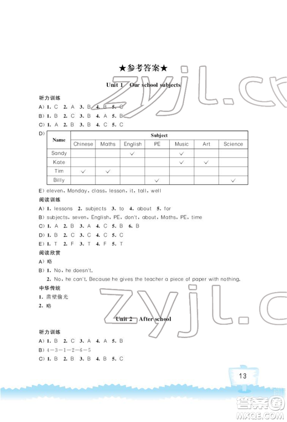 江蘇鳳凰科學(xué)技術(shù)出版社2022小學(xué)英語聽讀空間四年級(jí)下冊(cè)譯林版加強(qiáng)版參考答案