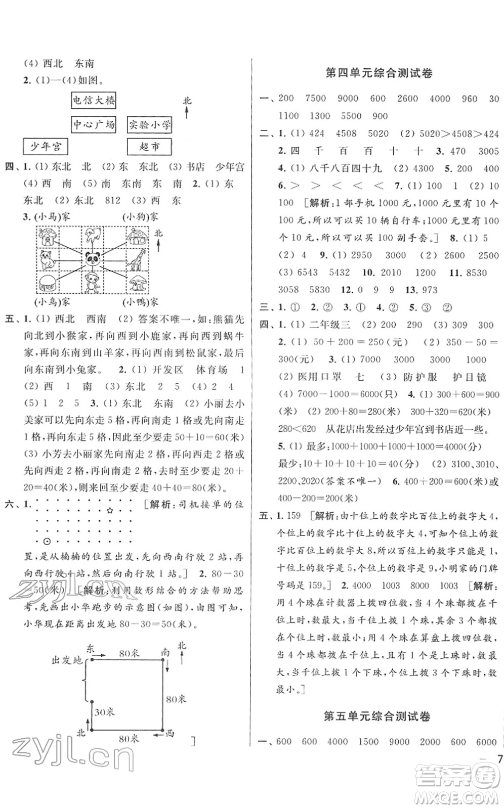 云南美術(shù)出版社2022同步跟蹤全程檢測(cè)二年級(jí)數(shù)學(xué)下冊(cè)蘇教版答案